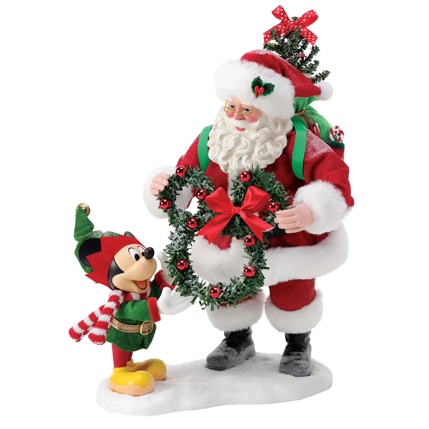 The Jolly Christmas Shop Santa Christmas Decorations | Disney | Department 56 Possible Dreams Santa Evergreen Friendship Mickey Figure 6013932