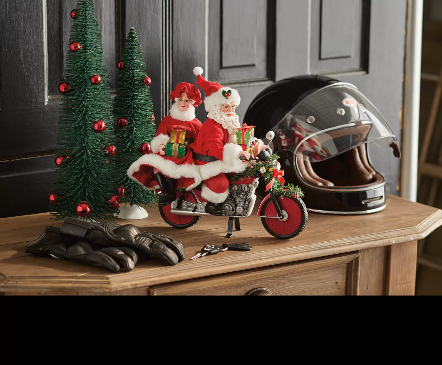 The Jolly Christmas Shop Santa Christmas Decorations | Possible Dreams Santa | Department 56 Possible Dreams Santa On Any Sunday Motorcycle Figure 6012222