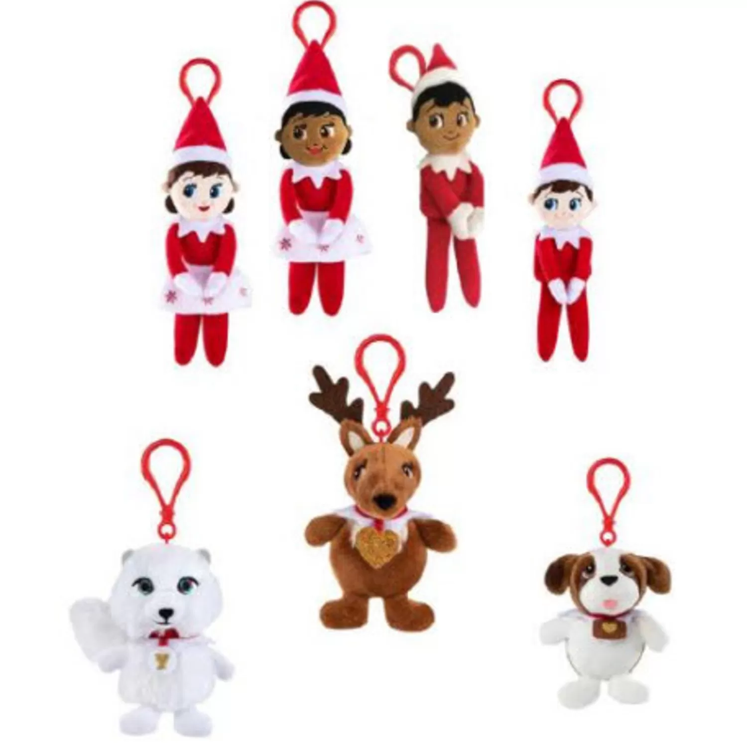 The Jolly Christmas Shop Elves | Children's Ornaments | Elf On The Shelf Plushee Pals Mini Clip-Ons Dog Fox Reindeer Girl Or Boy