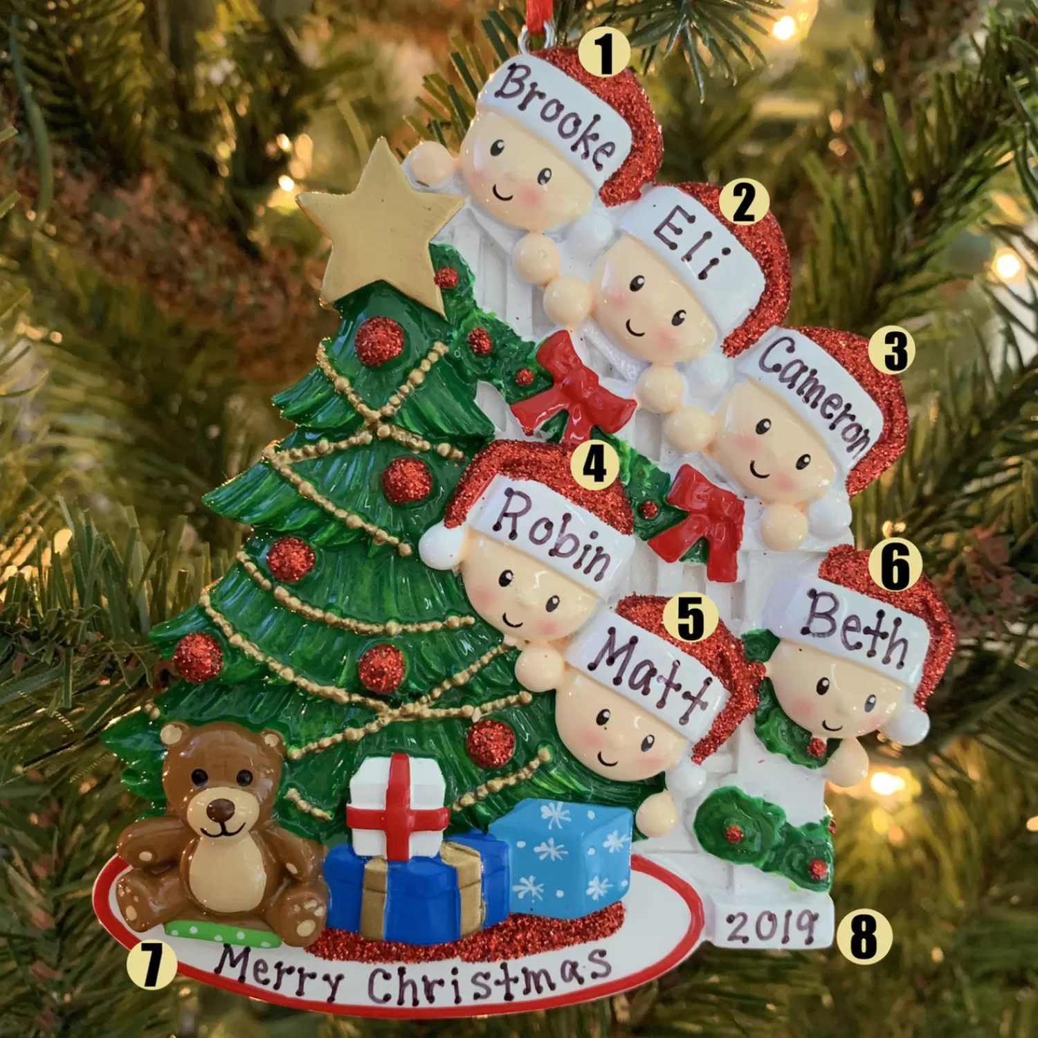 The Jolly Christmas Shop Personalized Ornaments·Family Ornaments | Family Of 6 Around The Christmas Tree Personalized Ornament OR1789-6