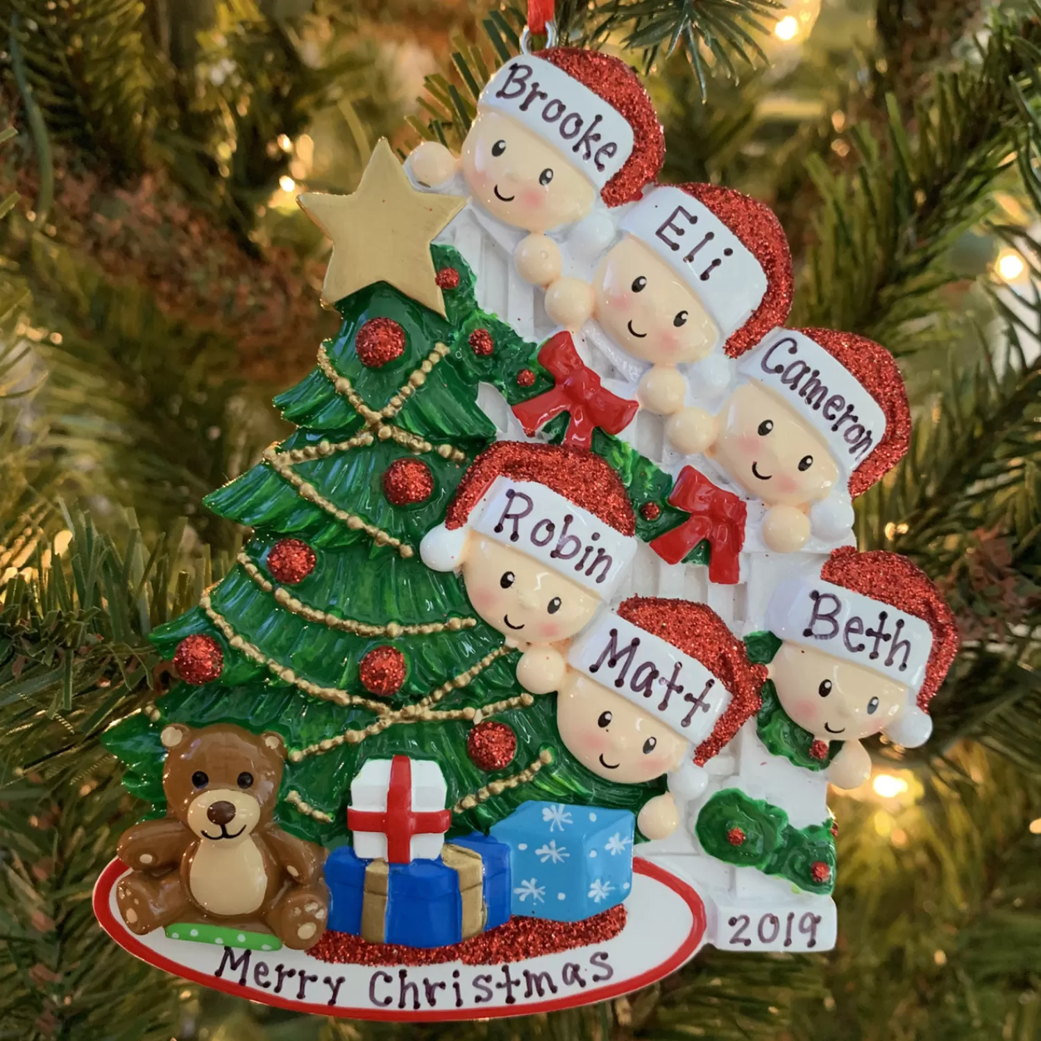 The Jolly Christmas Shop Personalized Ornaments·Family Ornaments | Family Of 6 Around The Christmas Tree Personalized Ornament OR1789-6