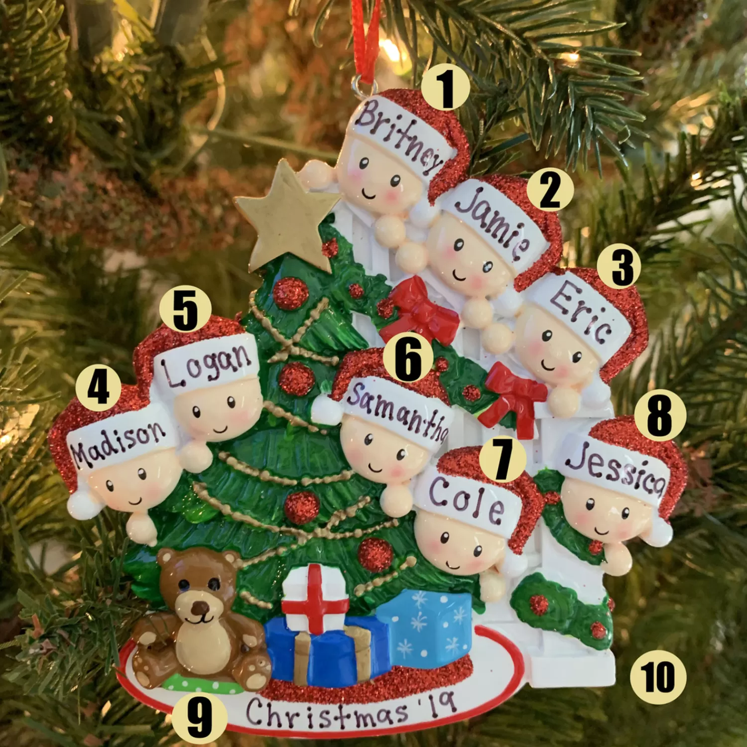 The Jolly Christmas Shop Personalized Ornaments·Family Ornaments | Family Of 8 Around The Christmas Tree Personalized Ornament OR1789-8