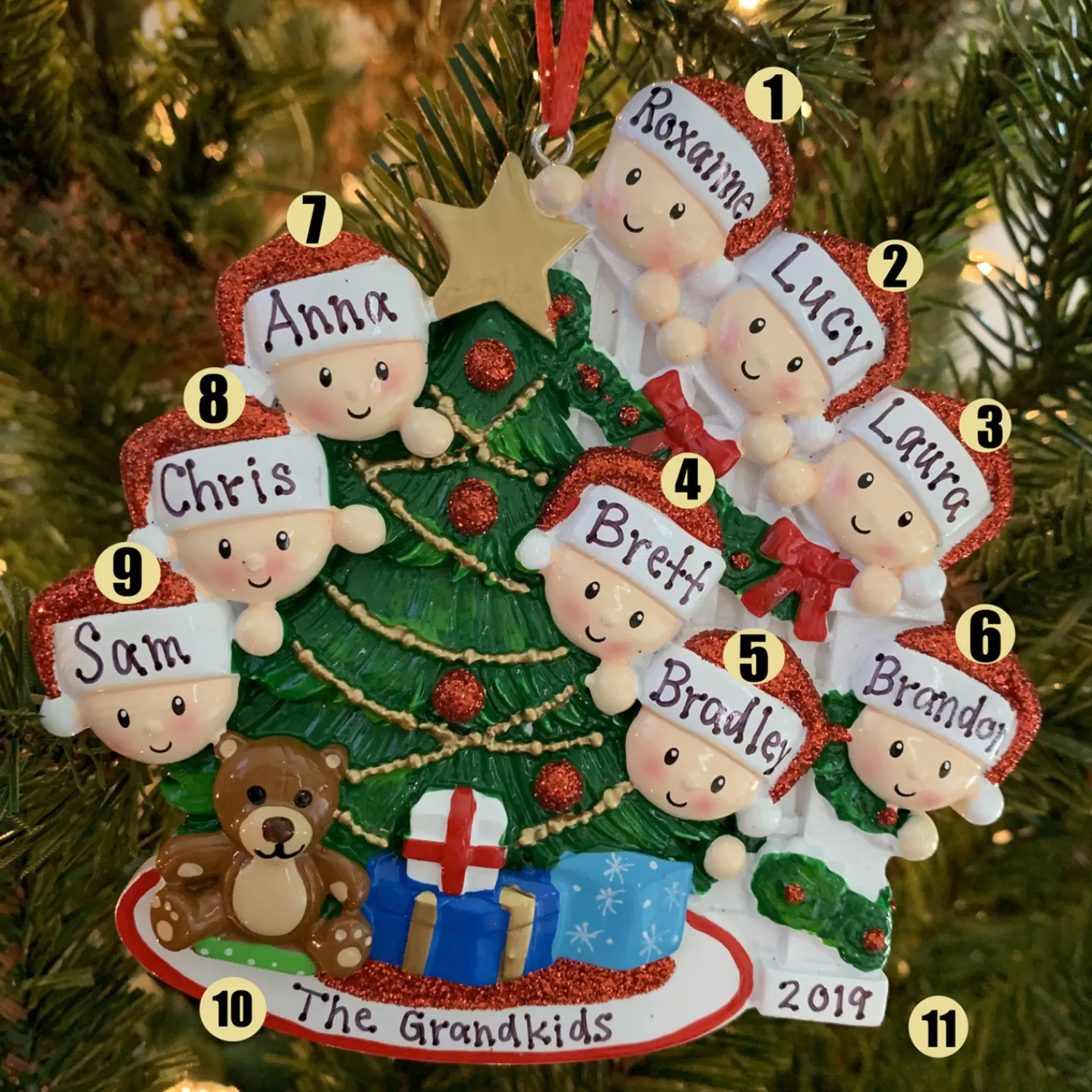 The Jolly Christmas Shop Personalized Ornaments·Family Ornaments | Family Of 9 Around The Christmas Tree Personalized Ornament OR1789-9
