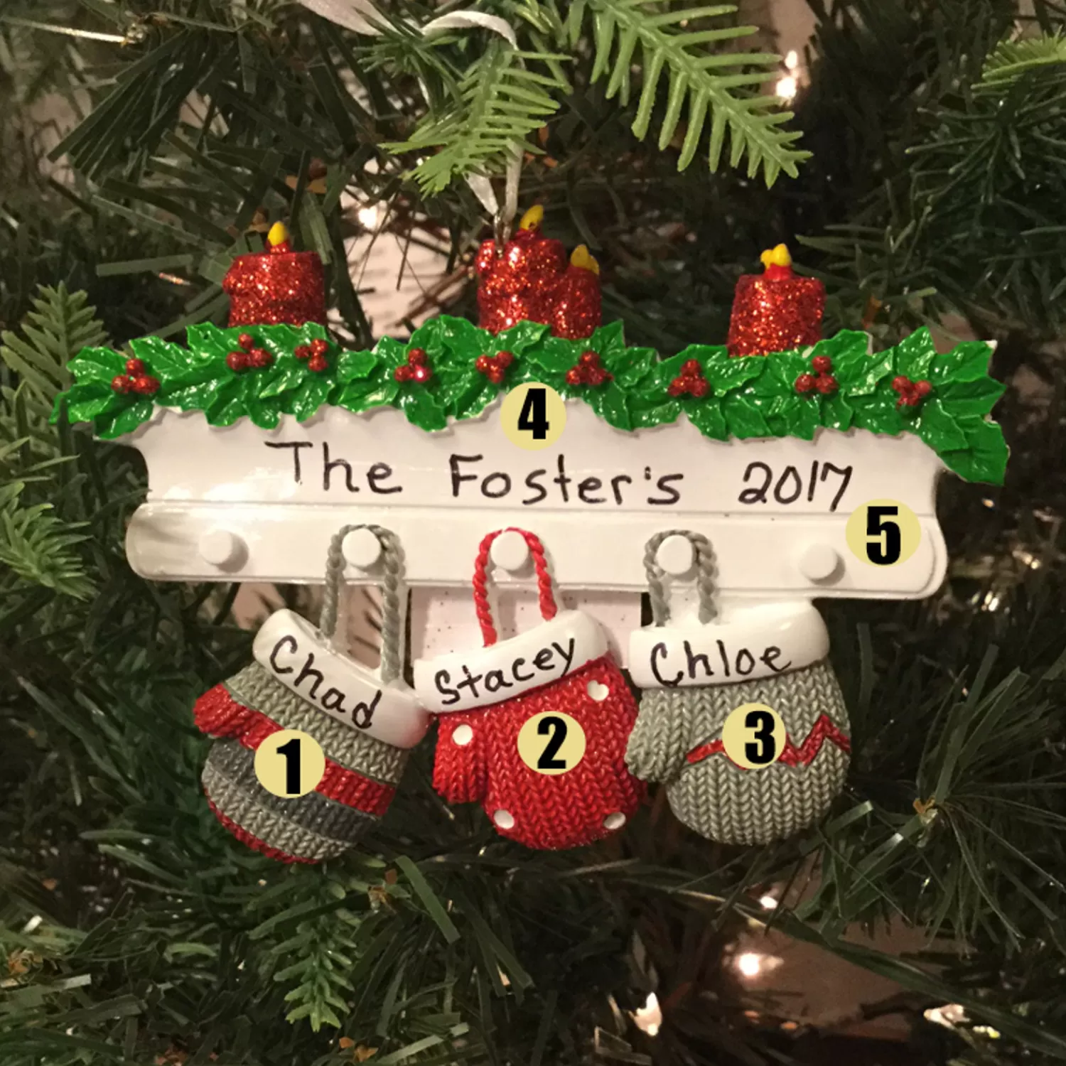 The Jolly Christmas Shop Personalized Ornaments·Family Ornaments | Family Personalized Christmas Ornament With 3 Mittens