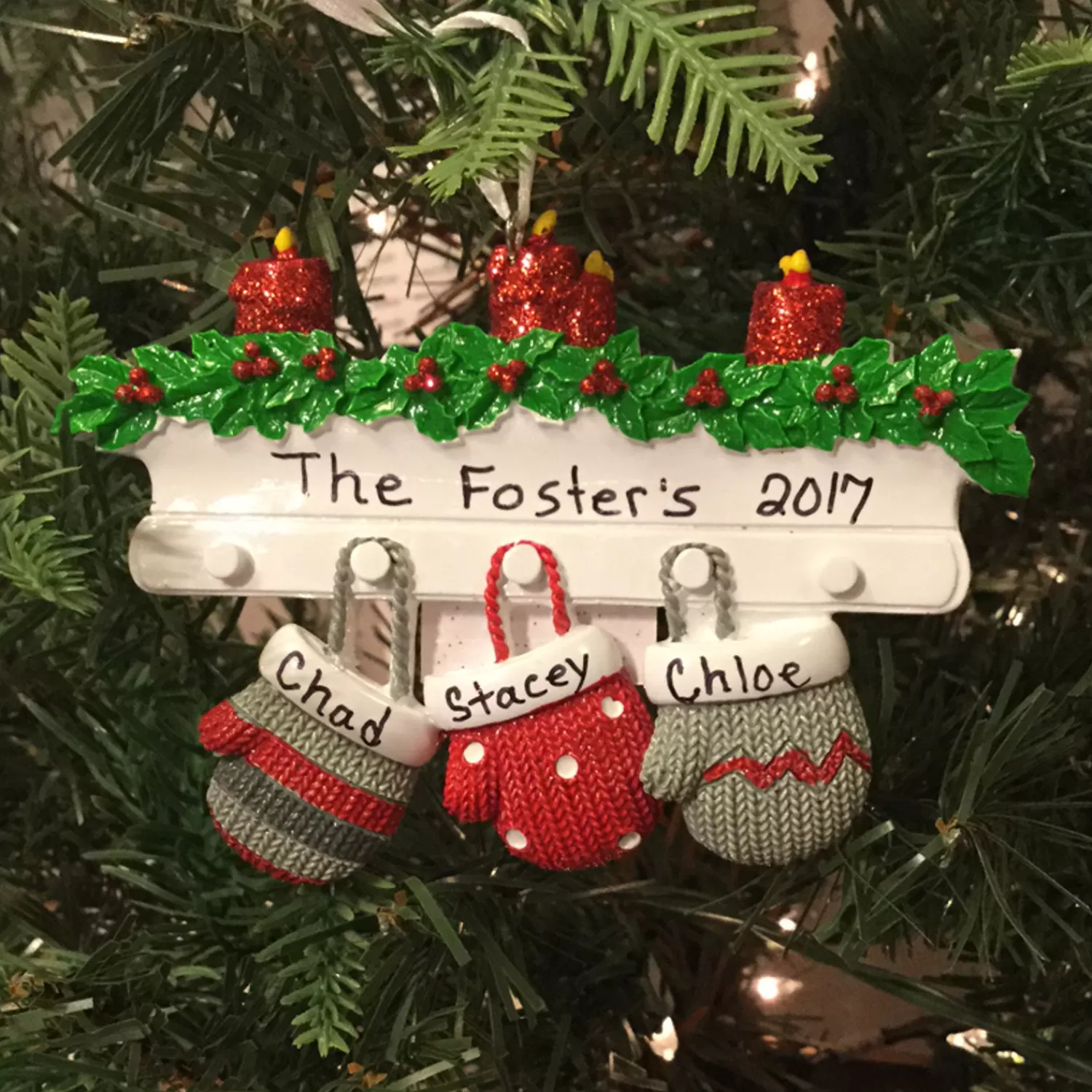 The Jolly Christmas Shop Personalized Ornaments·Family Ornaments | Family Personalized Christmas Ornament With 3 Mittens