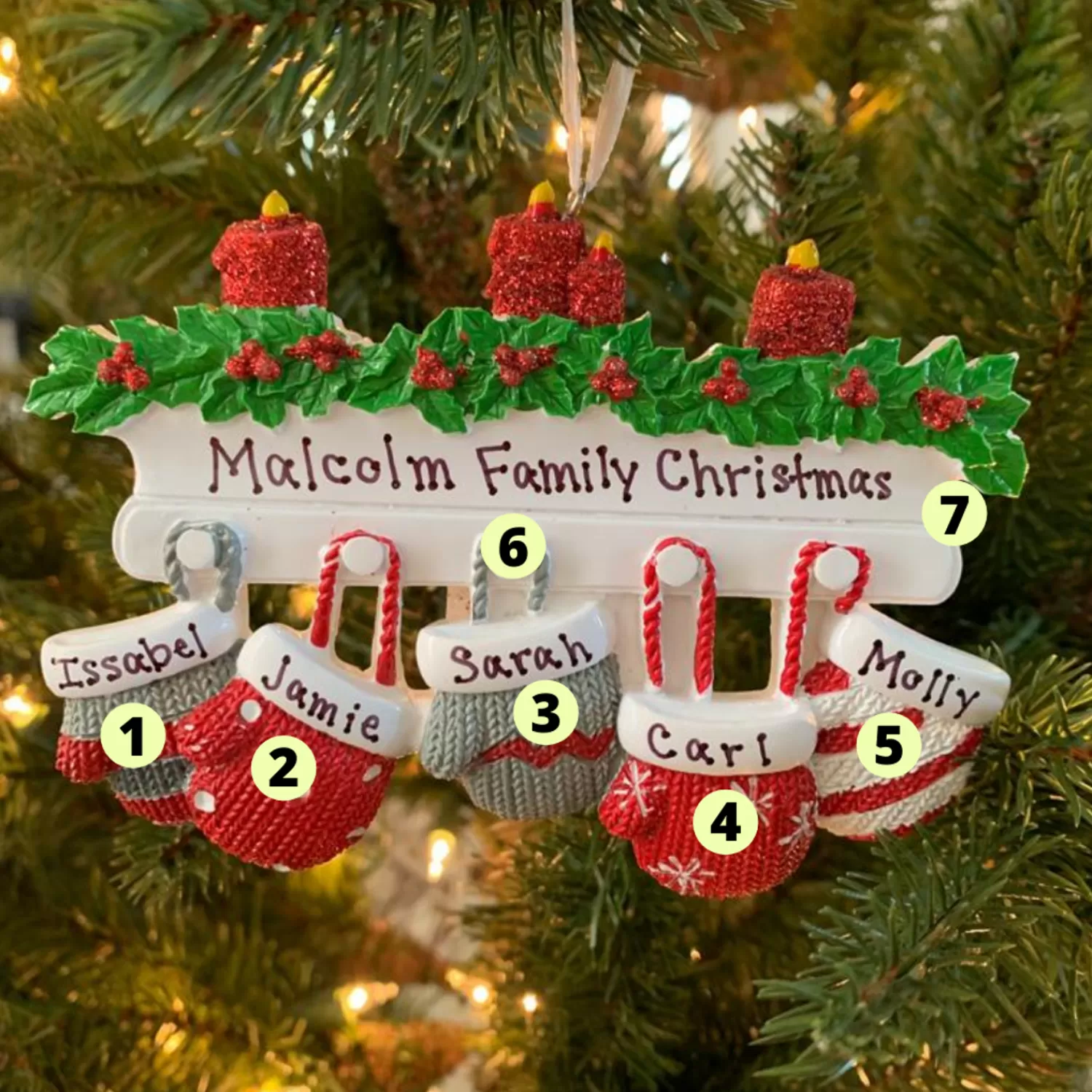 The Jolly Christmas Shop Personalized Ornaments·Family Ornaments | Family Personalized Christmas Ornament With 5 Mittens