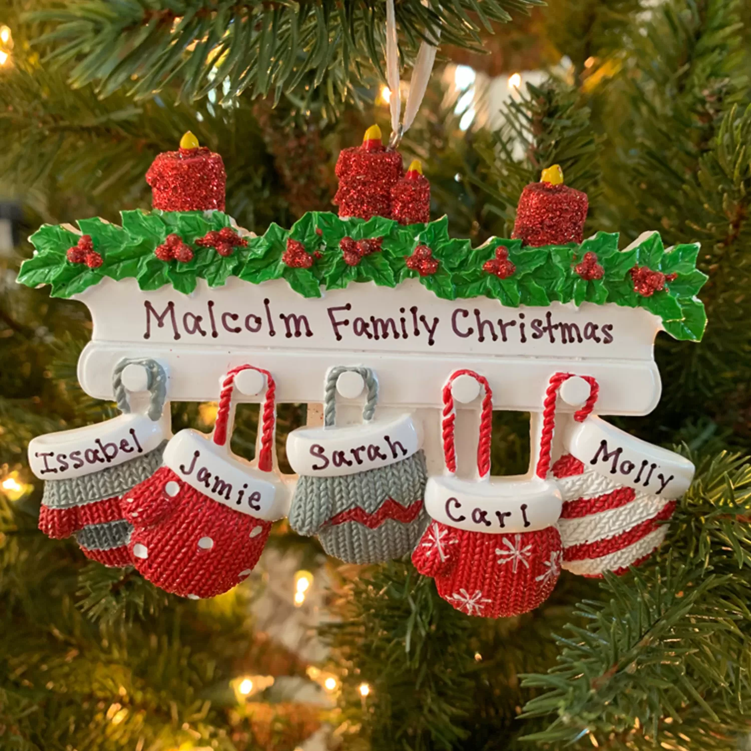 The Jolly Christmas Shop Personalized Ornaments·Family Ornaments | Family Personalized Christmas Ornament With 5 Mittens