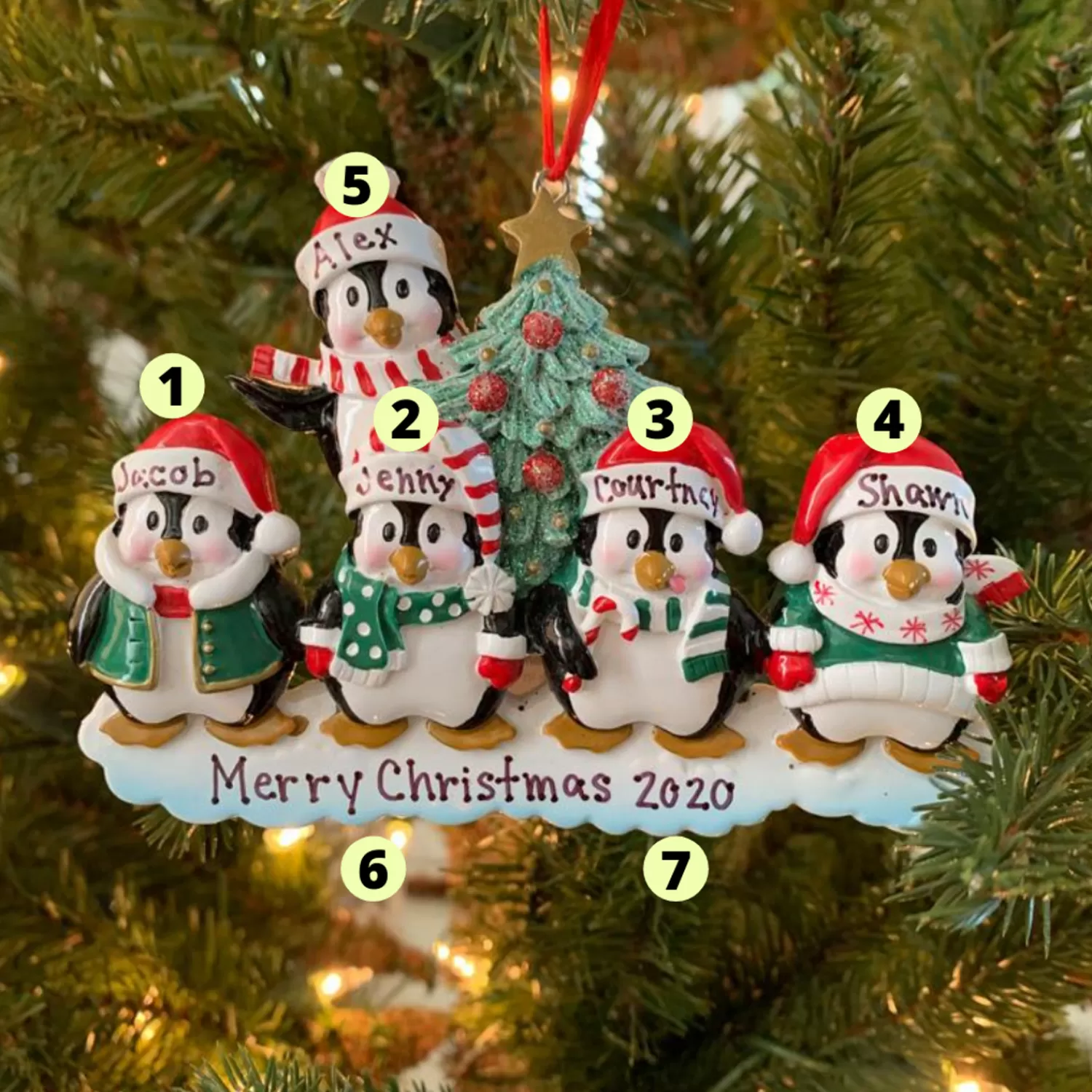 The Jolly Christmas Shop Personalized Ornaments·Family Ornaments | Family Personalized Christmas Ornament With 5 Penguins