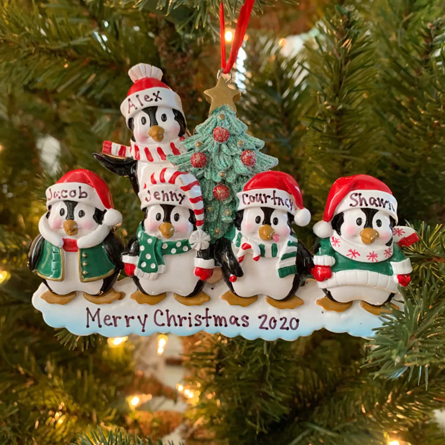 The Jolly Christmas Shop Personalized Ornaments·Family Ornaments | Family Personalized Christmas Ornament With 5 Penguins