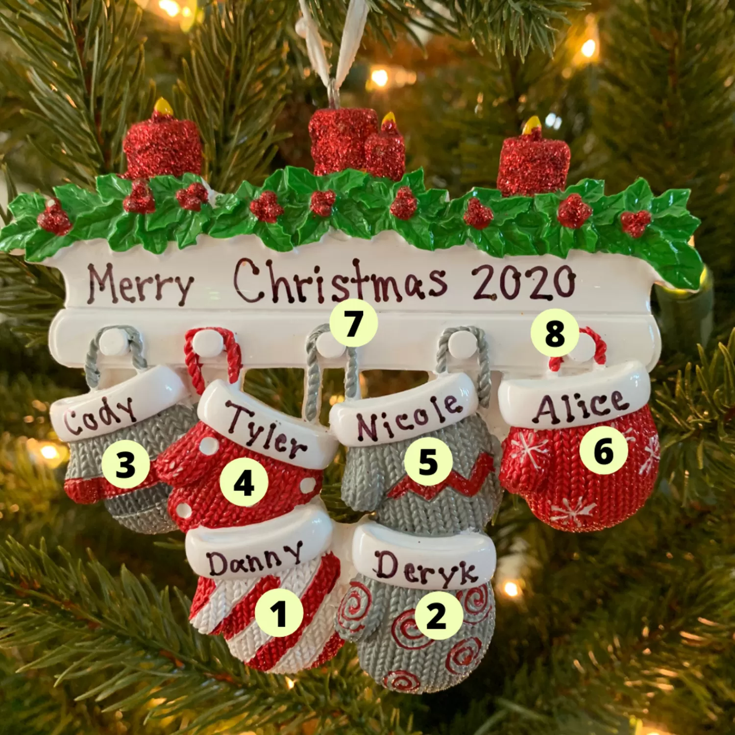 The Jolly Christmas Shop Personalized Ornaments·Family Ornaments | Family Personalized Christmas Ornament With 6 Mittens