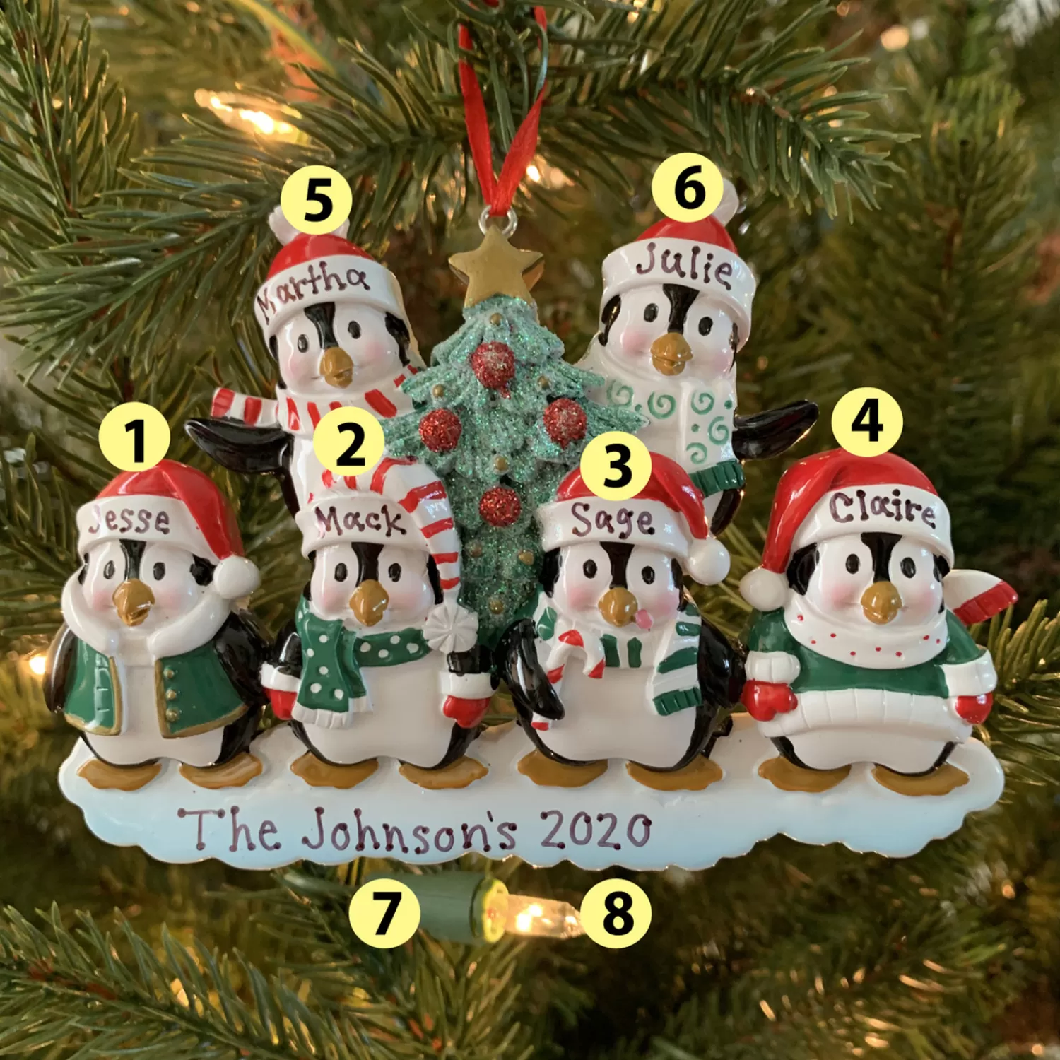The Jolly Christmas Shop Personalized Ornaments·Family Ornaments | Family Personalized Christmas Ornament With 6 Penguins