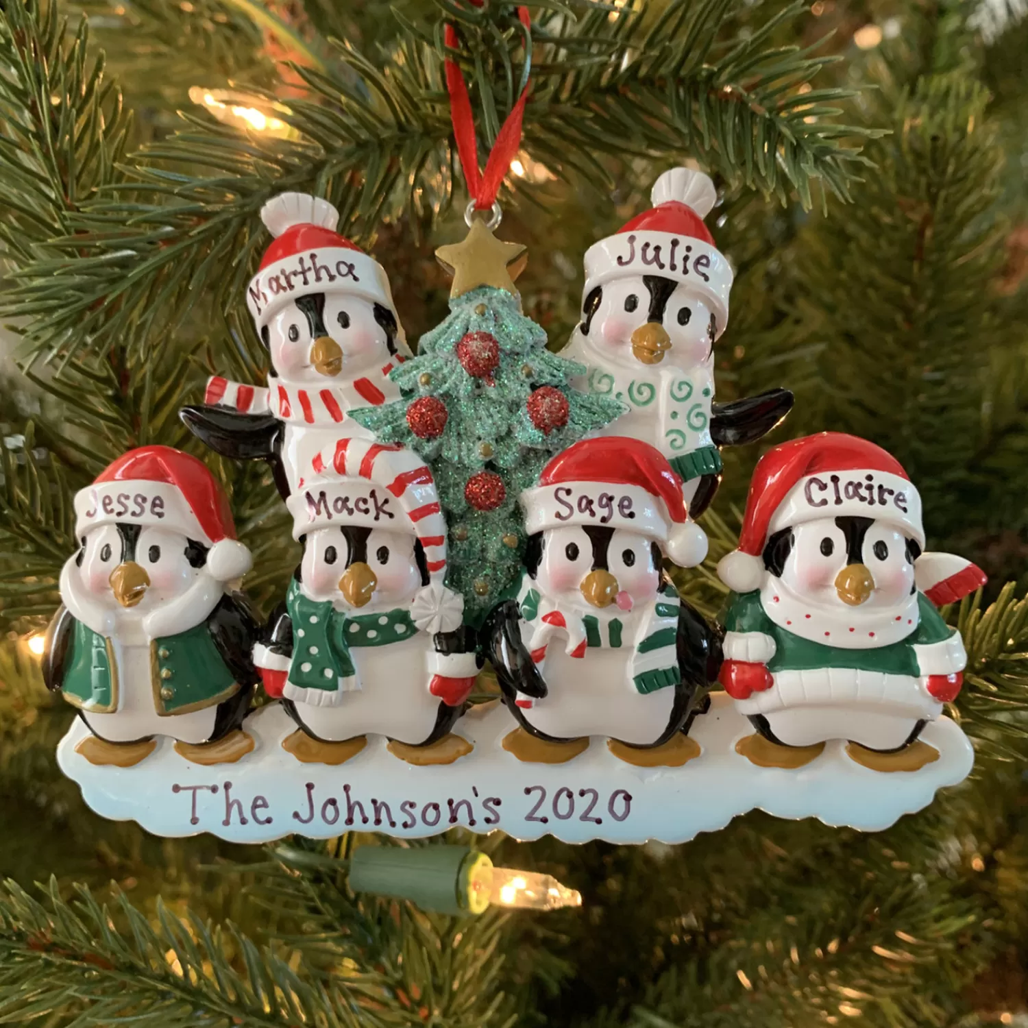 The Jolly Christmas Shop Personalized Ornaments·Family Ornaments | Family Personalized Christmas Ornament With 6 Penguins