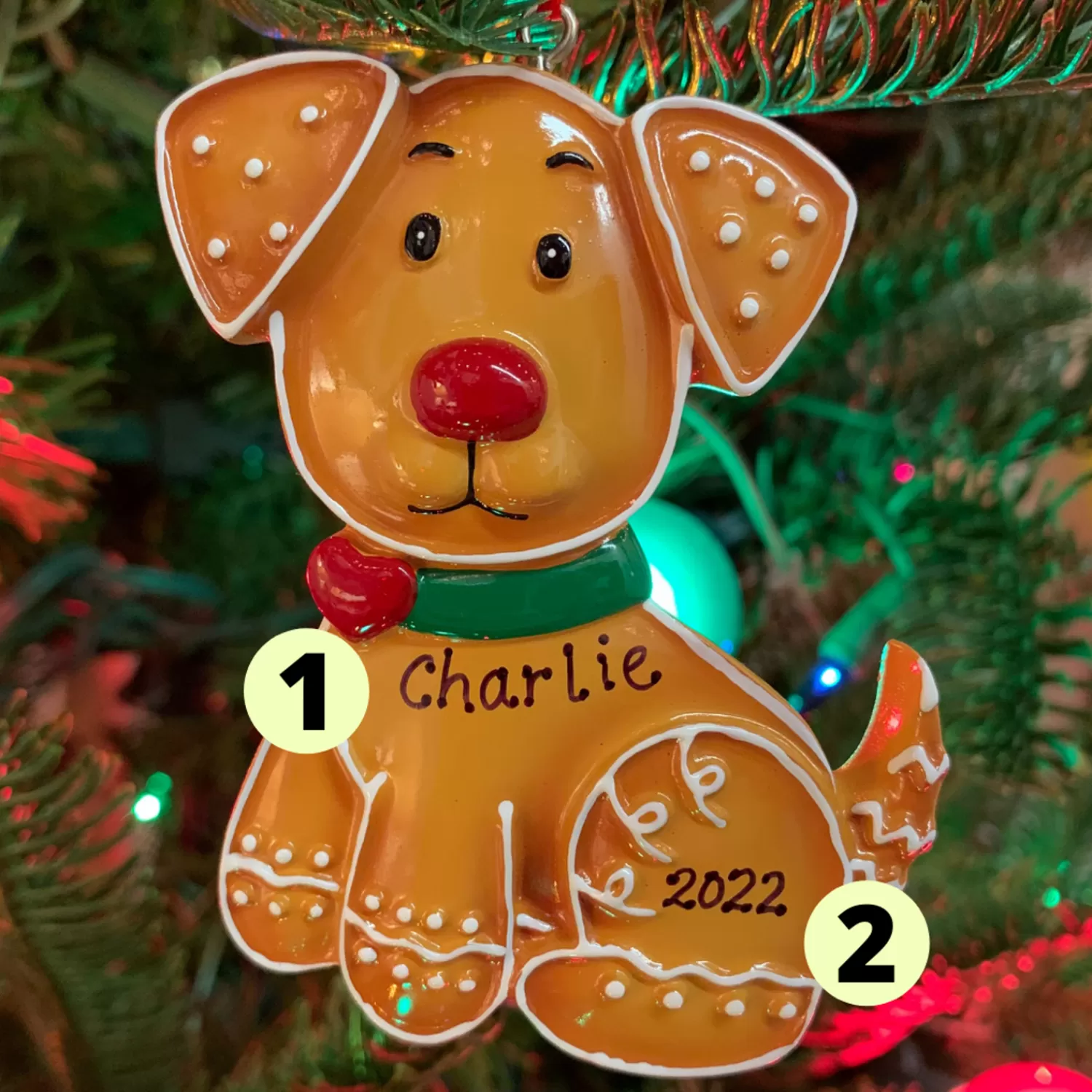 The Jolly Christmas Shop Personalized Ornaments·Pet | Animals·Dogs | Gingerbread Cookie Puppy Dog Personalized Christmas Ornament OR1222