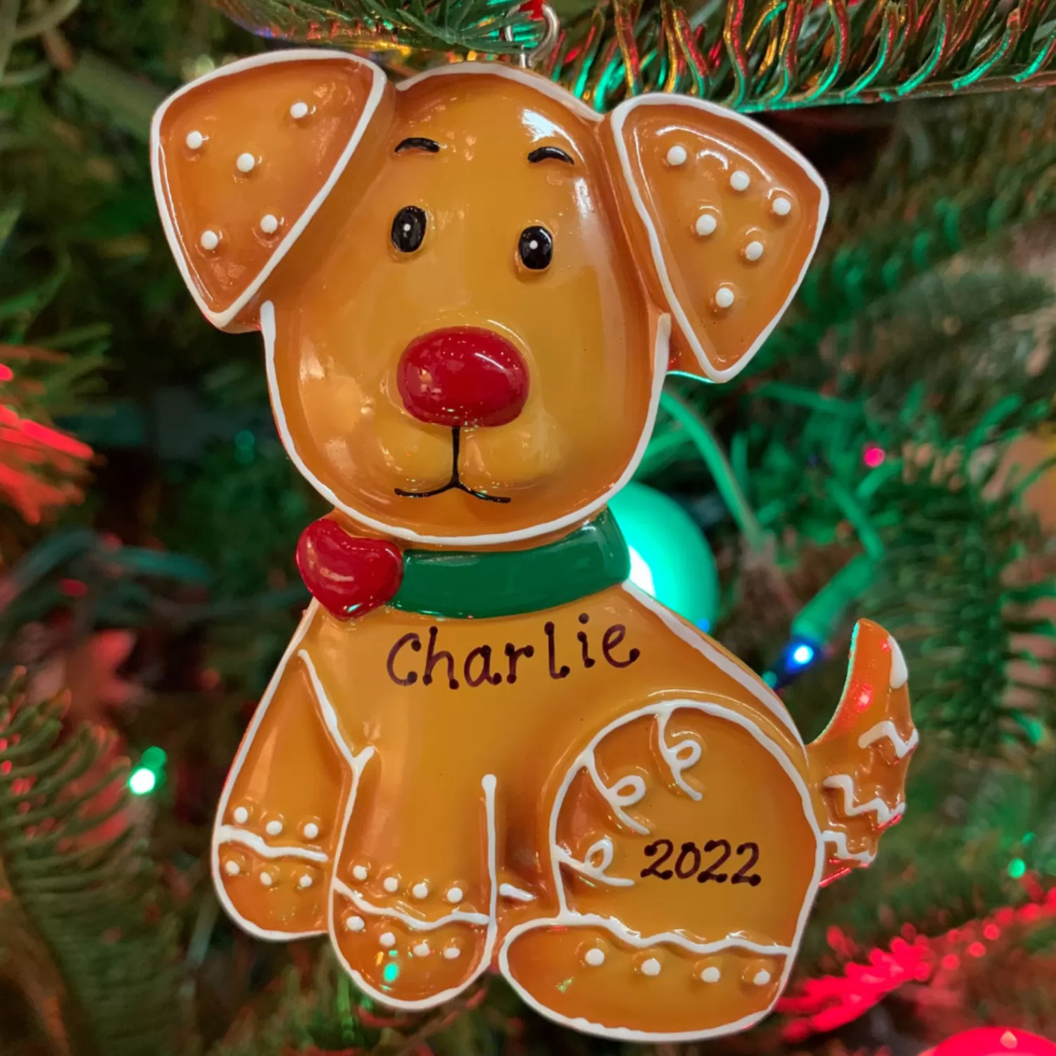 The Jolly Christmas Shop Personalized Ornaments·Pet | Animals·Dogs | Gingerbread Cookie Puppy Dog Personalized Christmas Ornament OR1222