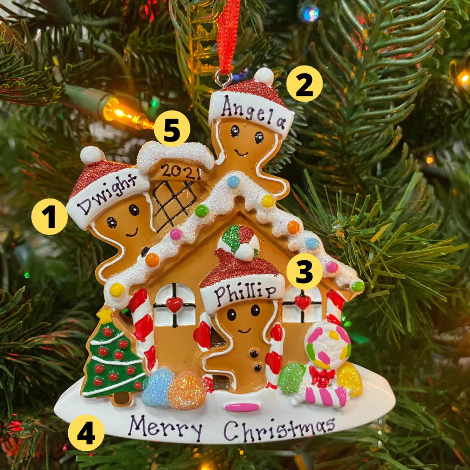 The Jolly Christmas Shop Personalized Ornaments·Family Ornaments | Gingerbread | Gingerbread House Family Of 3 Personalized Christmas Ornament OR1872-3