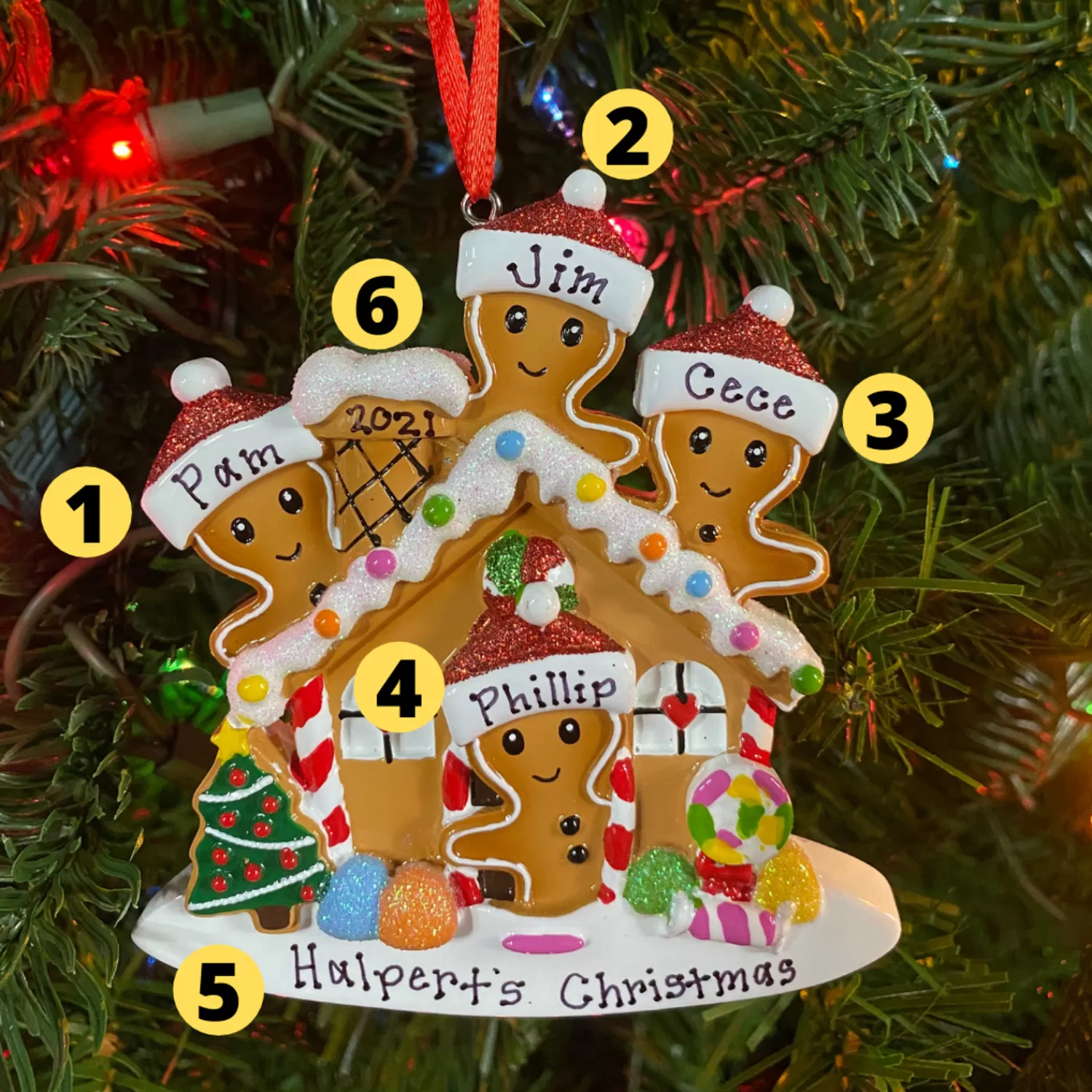 The Jolly Christmas Shop Personalized Ornaments·Family Ornaments | Gingerbread | Gingerbread House Family Of 4 Personalized Christmas Ornament OR1872-4