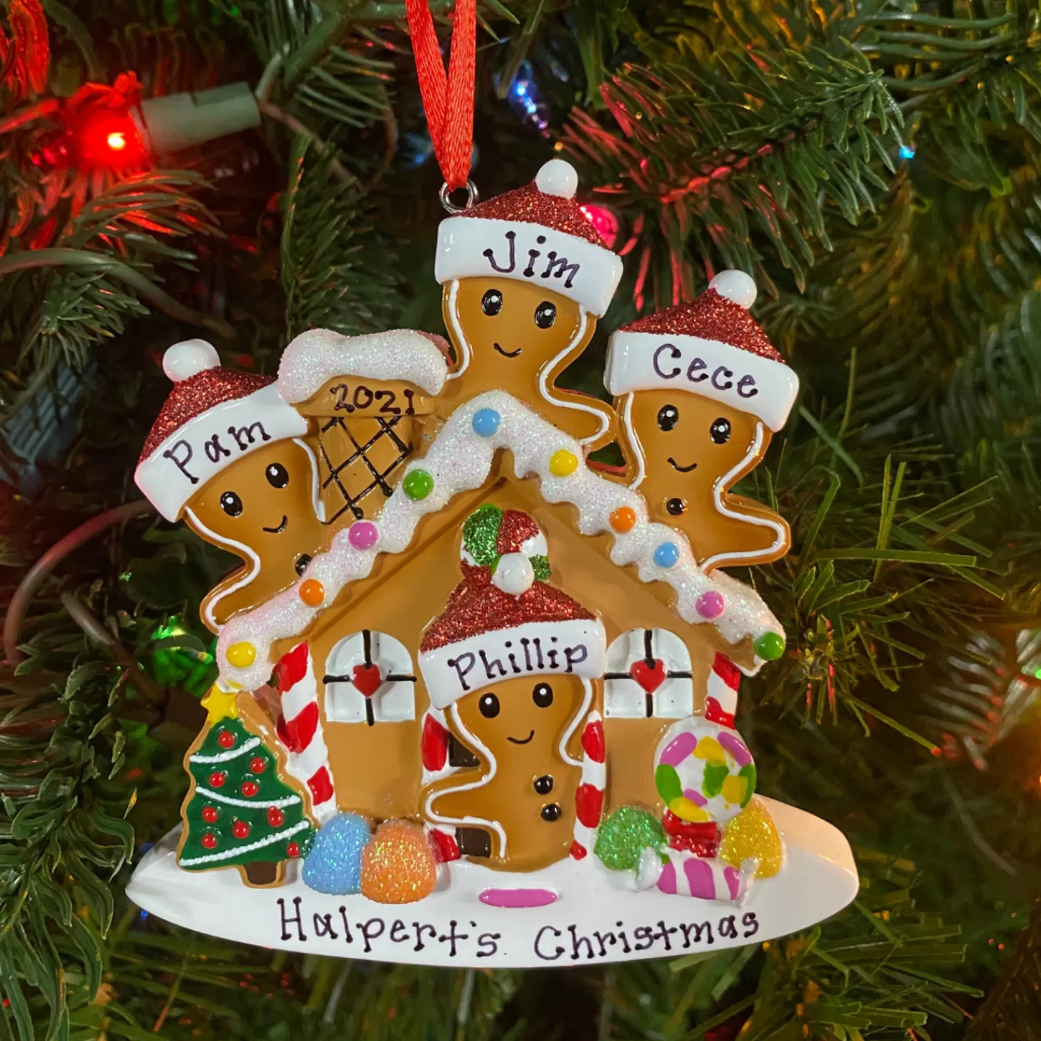 The Jolly Christmas Shop Personalized Ornaments·Family Ornaments | Gingerbread | Gingerbread House Family Of 4 Personalized Christmas Ornament OR1872-4