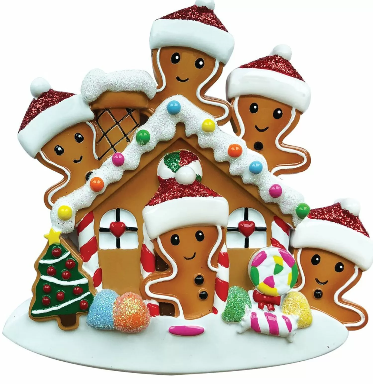 The Jolly Christmas Shop Personalized Ornaments·Family Ornaments | Gingerbread | Gingerbread House Family Of 5 Personalized Christmas Ornament OR1872-5