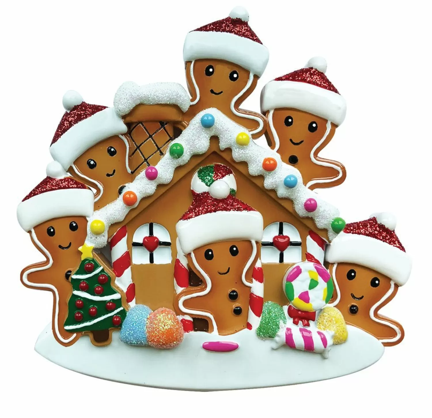 The Jolly Christmas Shop Personalized Ornaments·Family Ornaments | Gingerbread | Gingerbread House Family Of 6 Personalized Christmas Ornament OR1872-6