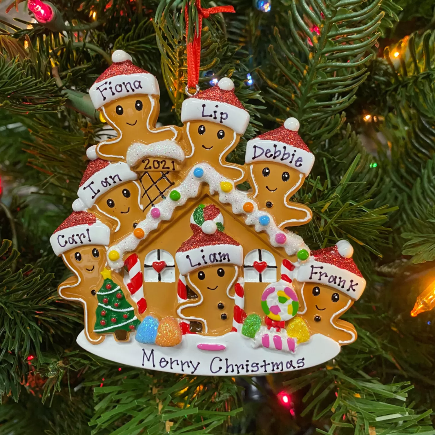 The Jolly Christmas Shop Personalized Ornaments·Family Ornaments | Gingerbread | Gingerbread House Family Of 7 Personalized Christmas Ornament OR1872-7