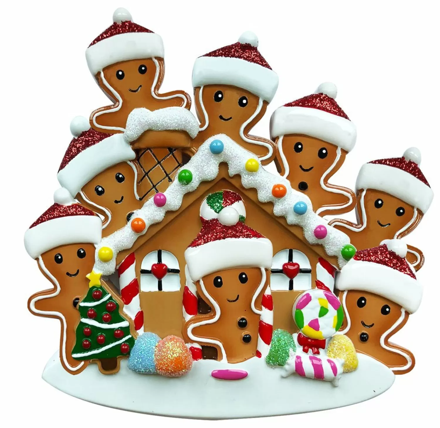 The Jolly Christmas Shop Personalized Ornaments·Family Ornaments | Gingerbread | Gingerbread House Family Of 8 Personalized Christmas Ornament OR1872-8