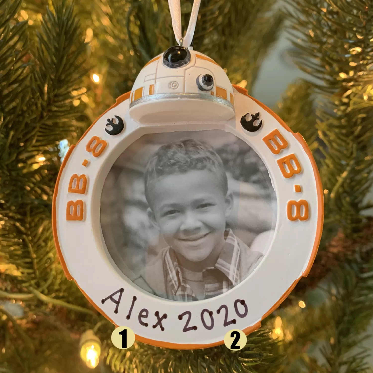 The Jolly Christmas Shop Personalized Ornaments·Misc. | Lincensed·Star Wars | Hallmark 3" BB-8 Star Wars™ Photo Holder Personalized Christmas Ornament 2HCM5419