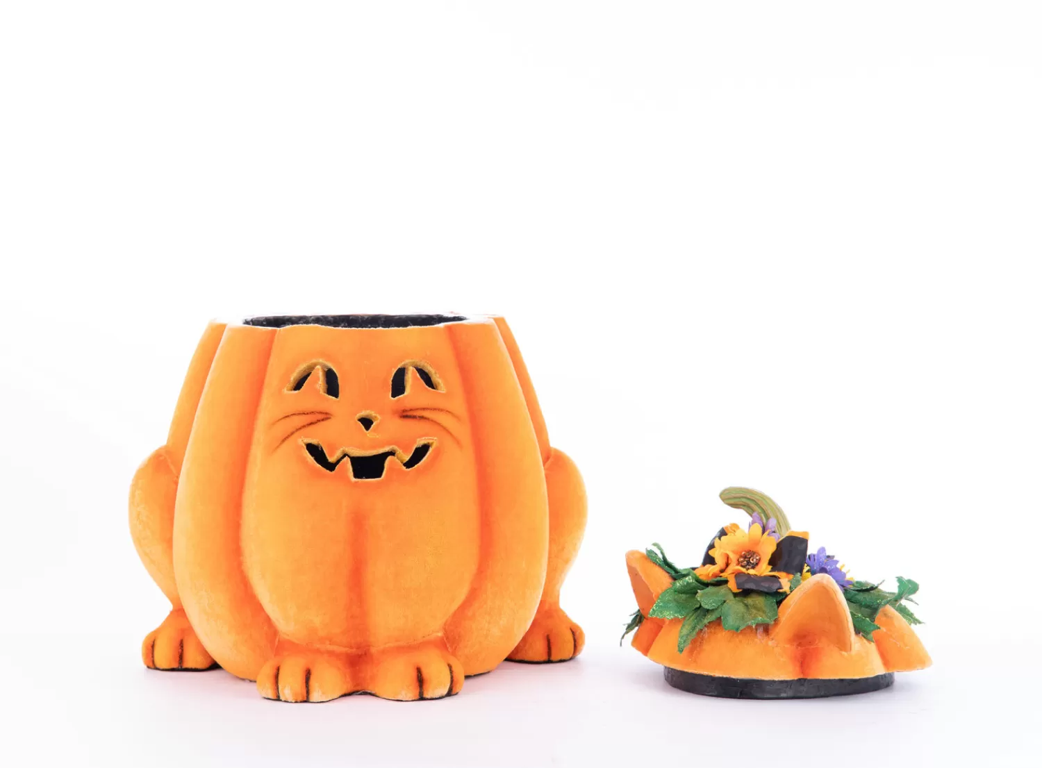 The Jolly Christmas Shop Katherine's Collection Halloween·Jacks And Cats | Halloween Candy Bowls | Katherine's Collection 11.5" Jackie The Kitty Cat Pumpkin Halloween Candy Container 28-428204