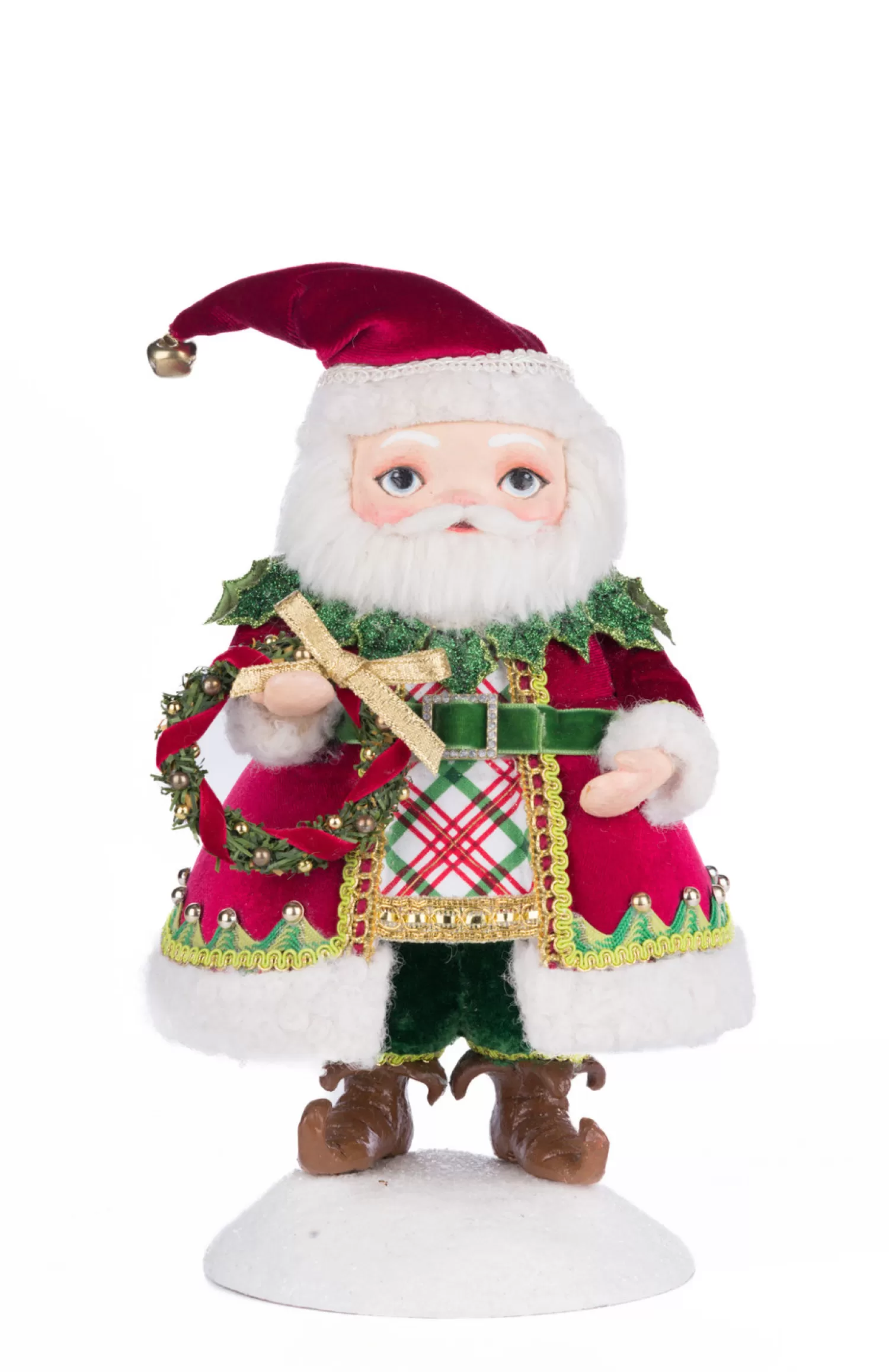 The Jolly Christmas Shop Tinsel Town | Santa Christmas Decorations | Katherine's Collection 11" Silly Santa With Wreath Christmas Decoration 28-428345