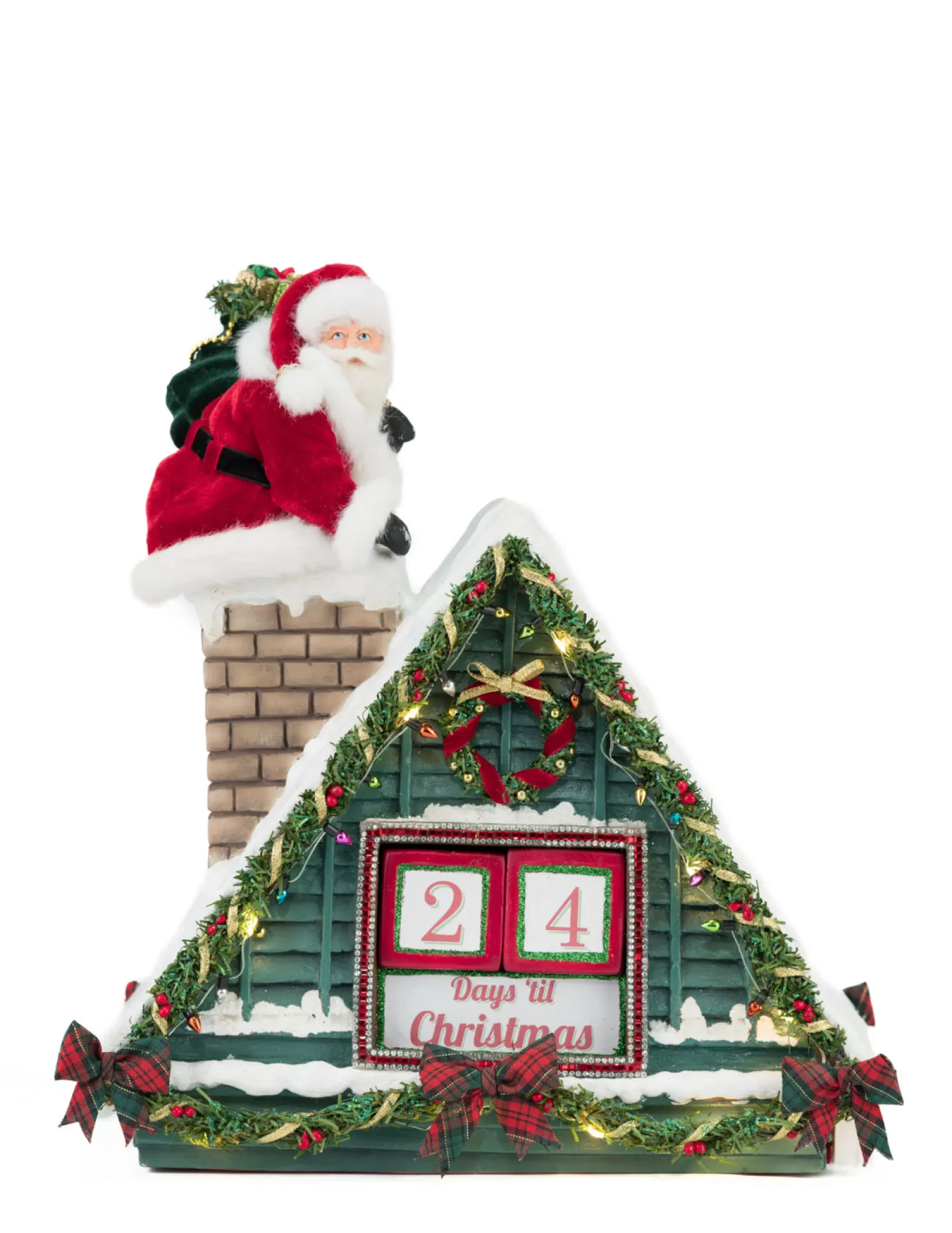 The Jolly Christmas Shop Santa Christmas Decorations | Countdowns & Advents | Katherine's Collection 13" Lighted Santa In Chimney Christmas Countdown Decoration 28-428277