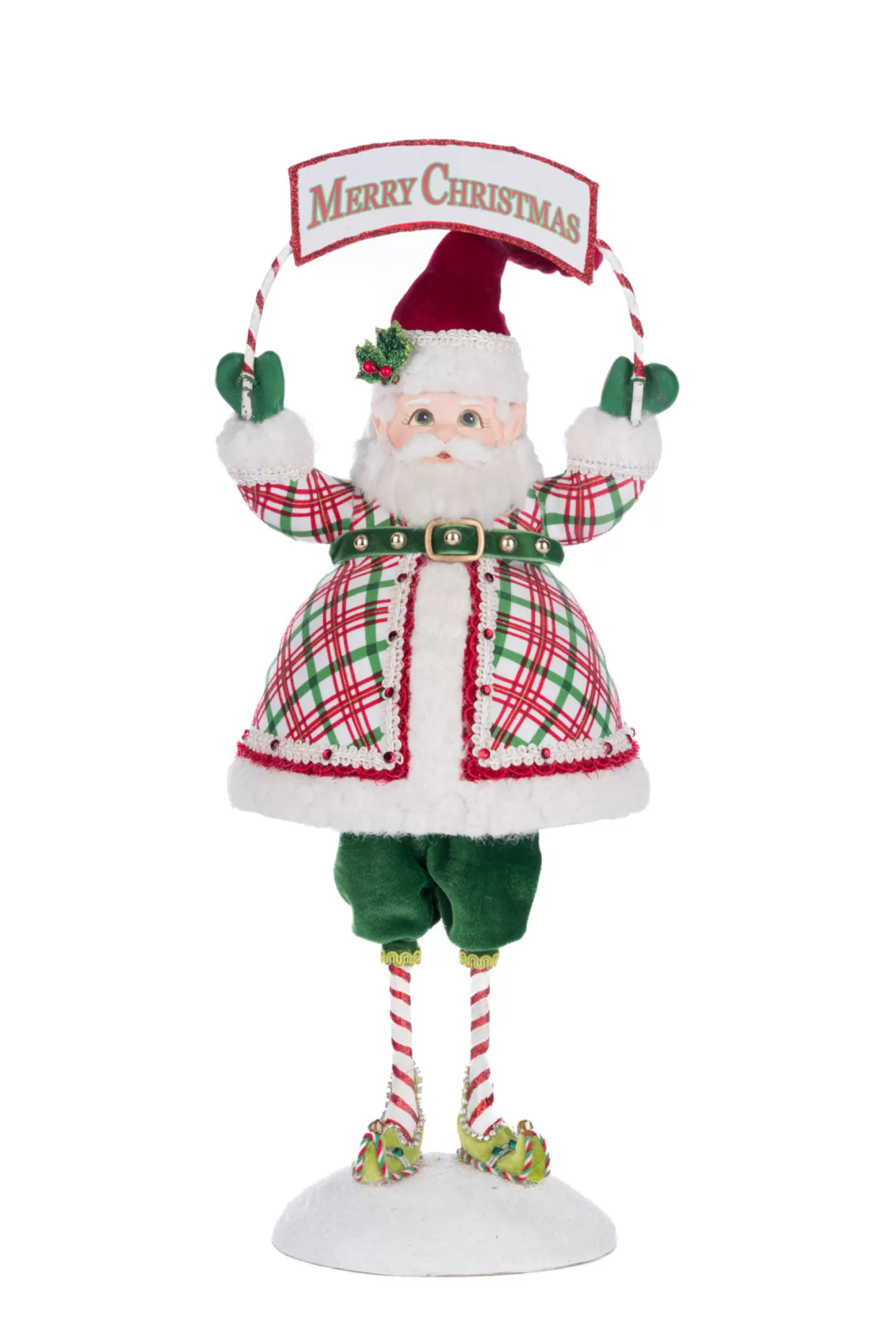The Jolly Christmas Shop Tinsel Town | Santa Christmas Decorations | Katherine's Collection 14.75" Silly Santa With Sign Christmas Decoration 28-428344