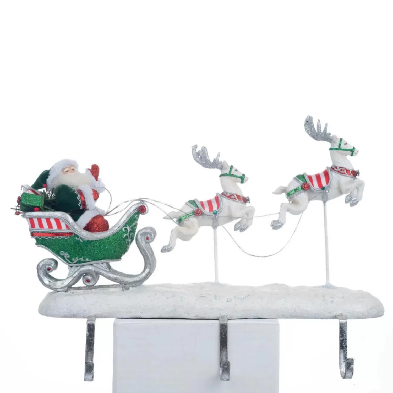The Jolly Christmas Shop Jingle And Cocoa | Santa Christmas Decorations | Katherine's Collection 16.75" Peppermint Palace Santa And Reindeer Christmas Stocking Holder 28-328042