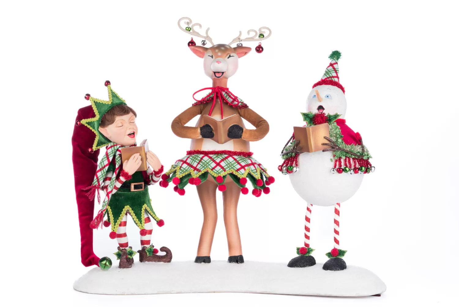 The Jolly Christmas Shop Snowman Christmas Decorations | Reindeer | Katherine's Collection 18" Alfie, Deerdra, And Snowy Christmas Carolers Christmas Decoration 28-428351