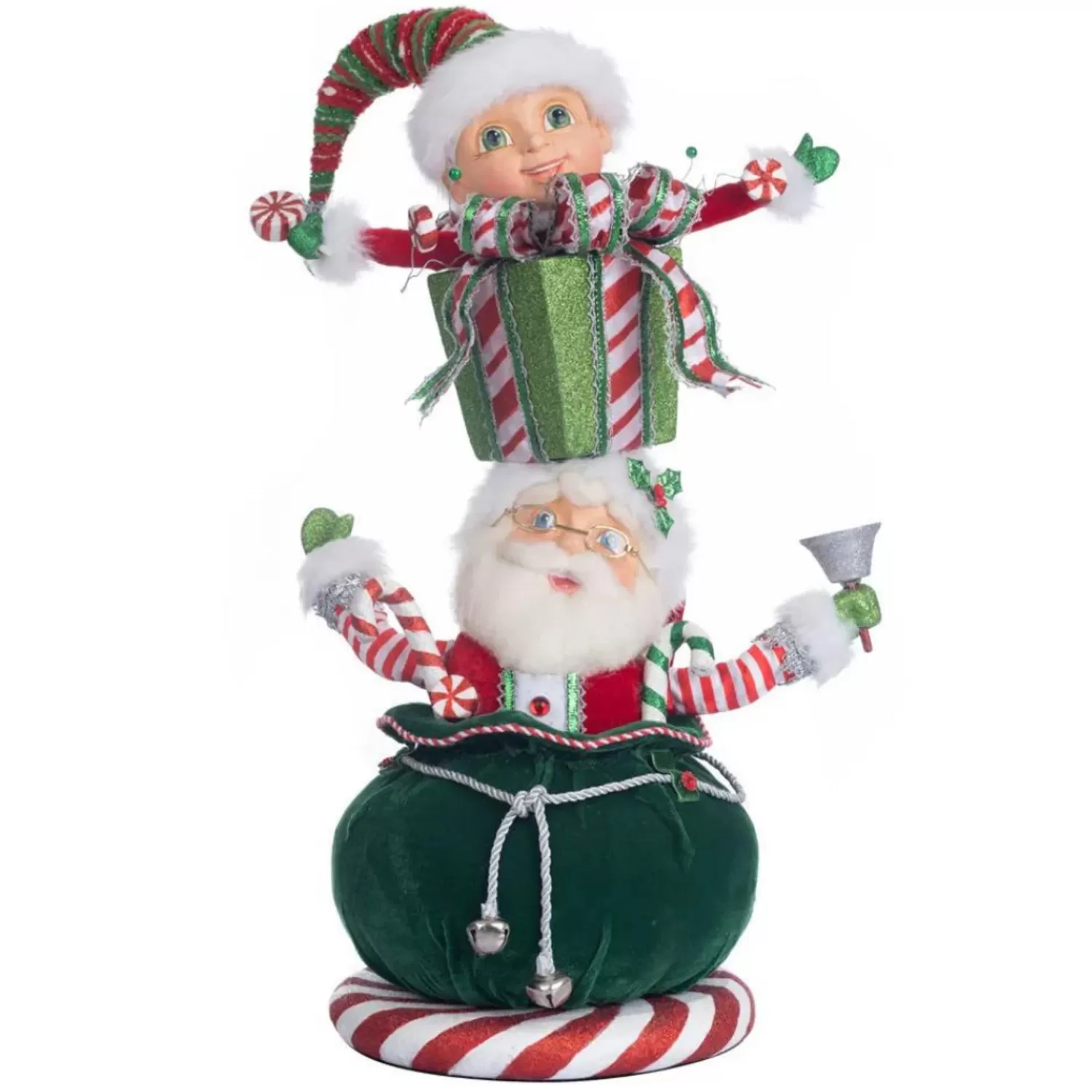 The Jolly Christmas Shop Jingle And Cocoa | Santa Christmas Decorations | Katherine's Collection 19" Santa And Elf Gift Stack Christmas Decoration 28-328824