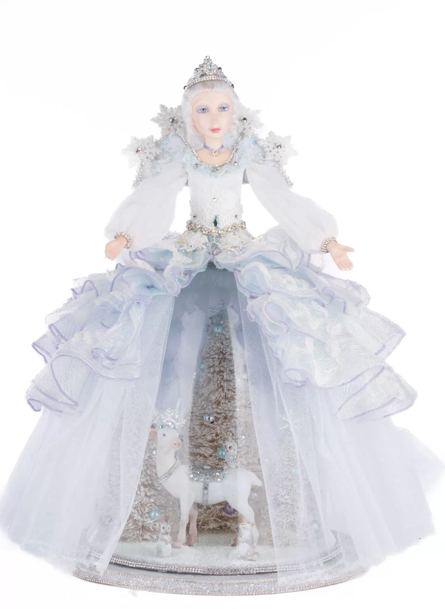 The Jolly Christmas Shop Table Decorations | Lighted Christmas Decorations | Katherine's Collection 20" Queen Crystalline Cloche And Doll Christmas Decoration 28-428291