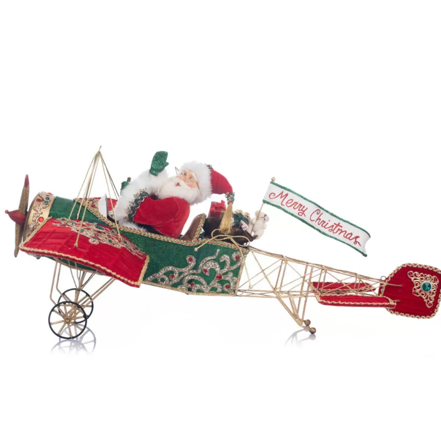 The Jolly Christmas Shop Santa Christmas Decorations | Katherine's Collection·Christmas In The City | Katherine's Collection 28" Christmas In The City Santa In Plane 28-328512
