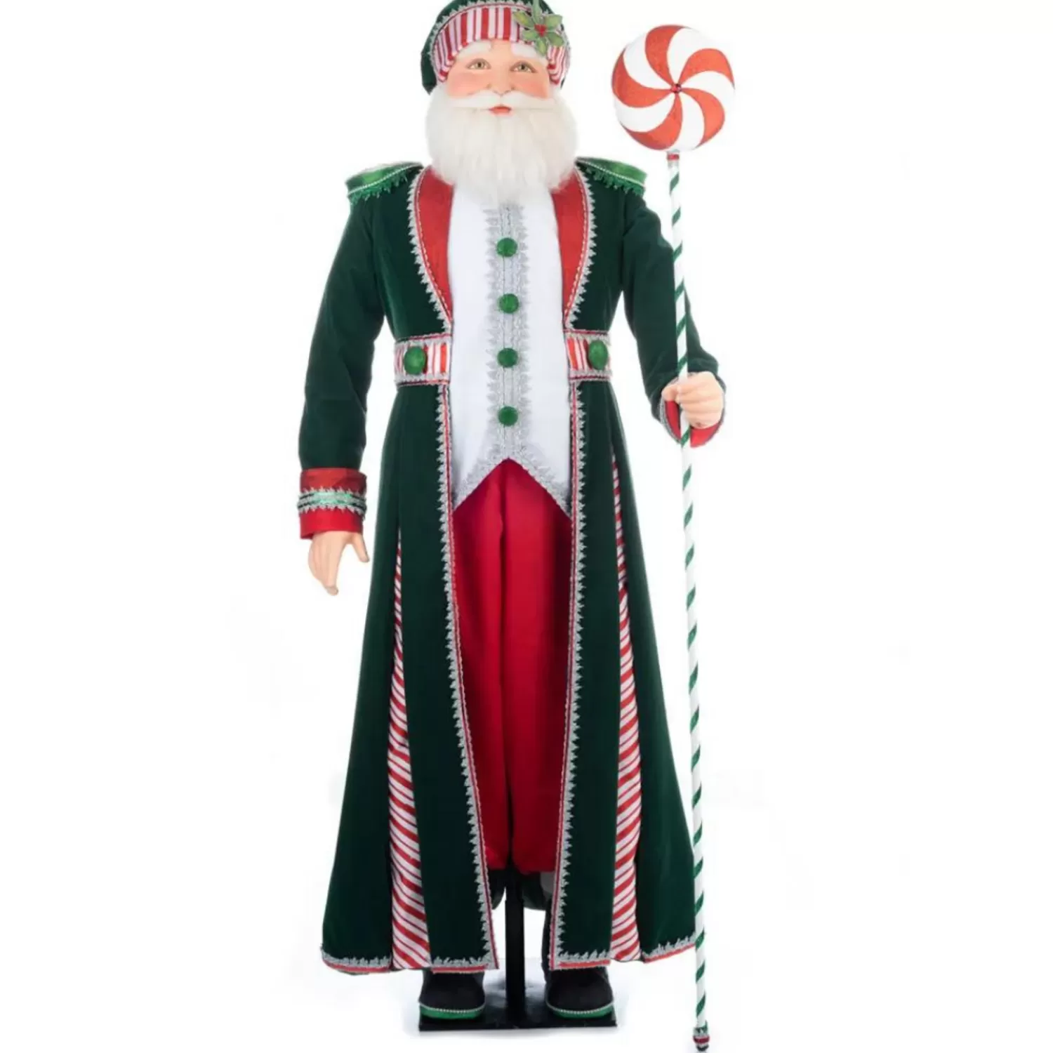 The Jolly Christmas Shop Jingle And Cocoa | Santa Christmas Decorations | Katherine's Collection 65.5" Life Size Papa Peppermint Santa Claus Christmas Doll 28-328812