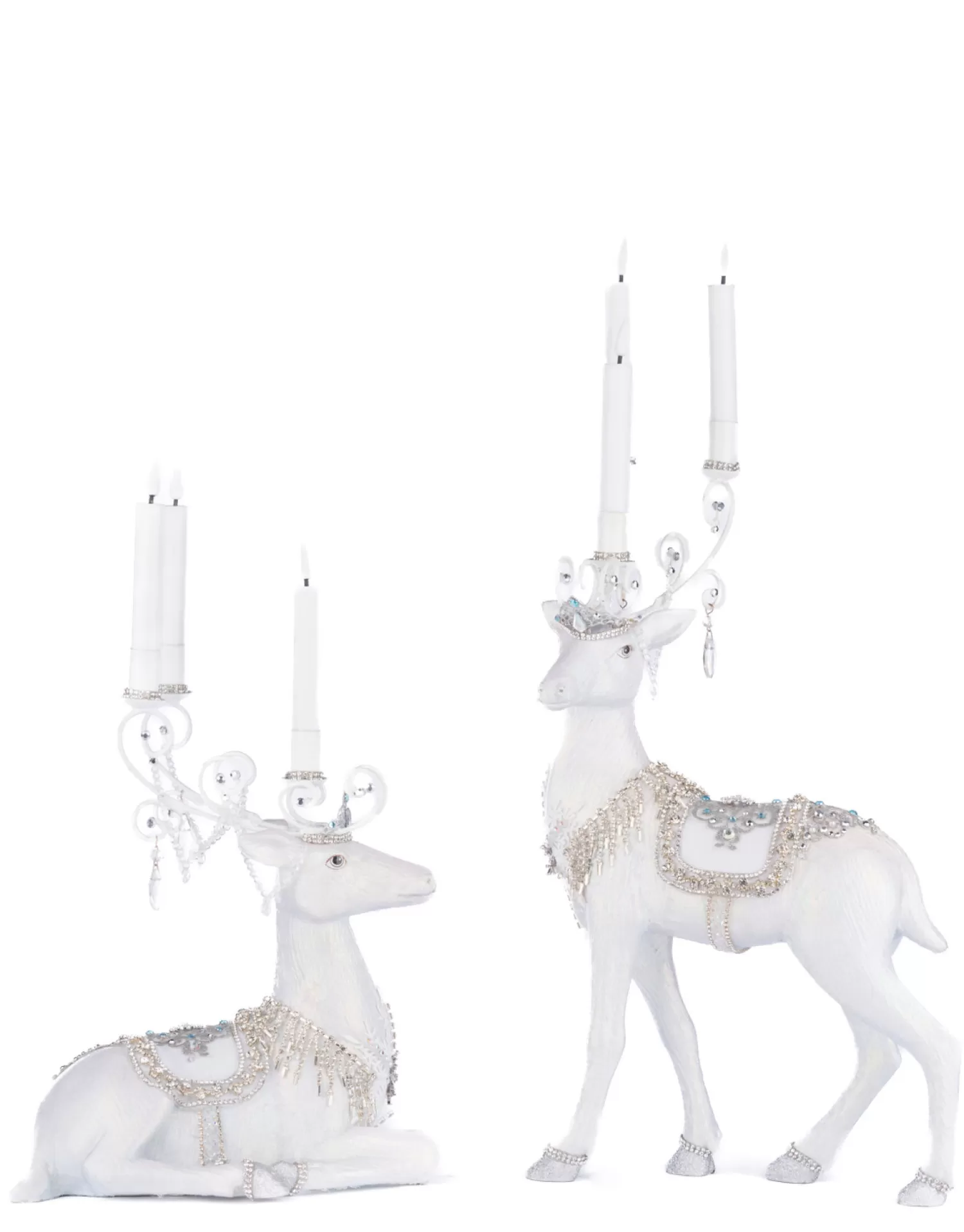 The Jolly Christmas Shop Snowflake Soiree | Champagne Wishes | Katherine's Collection Crystal Christmas Standing Or Sitting Deer Christmas Candleholder