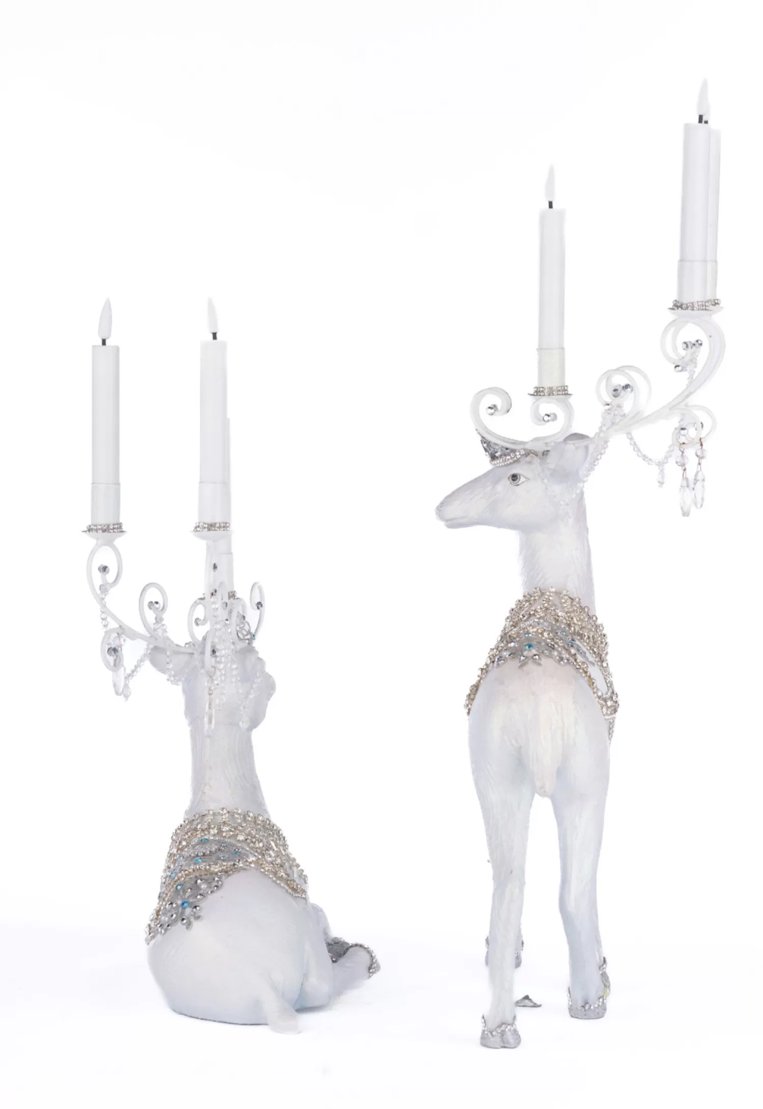 The Jolly Christmas Shop Snowflake Soiree | Champagne Wishes | Katherine's Collection Crystal Christmas Standing Or Sitting Deer Christmas Candleholder