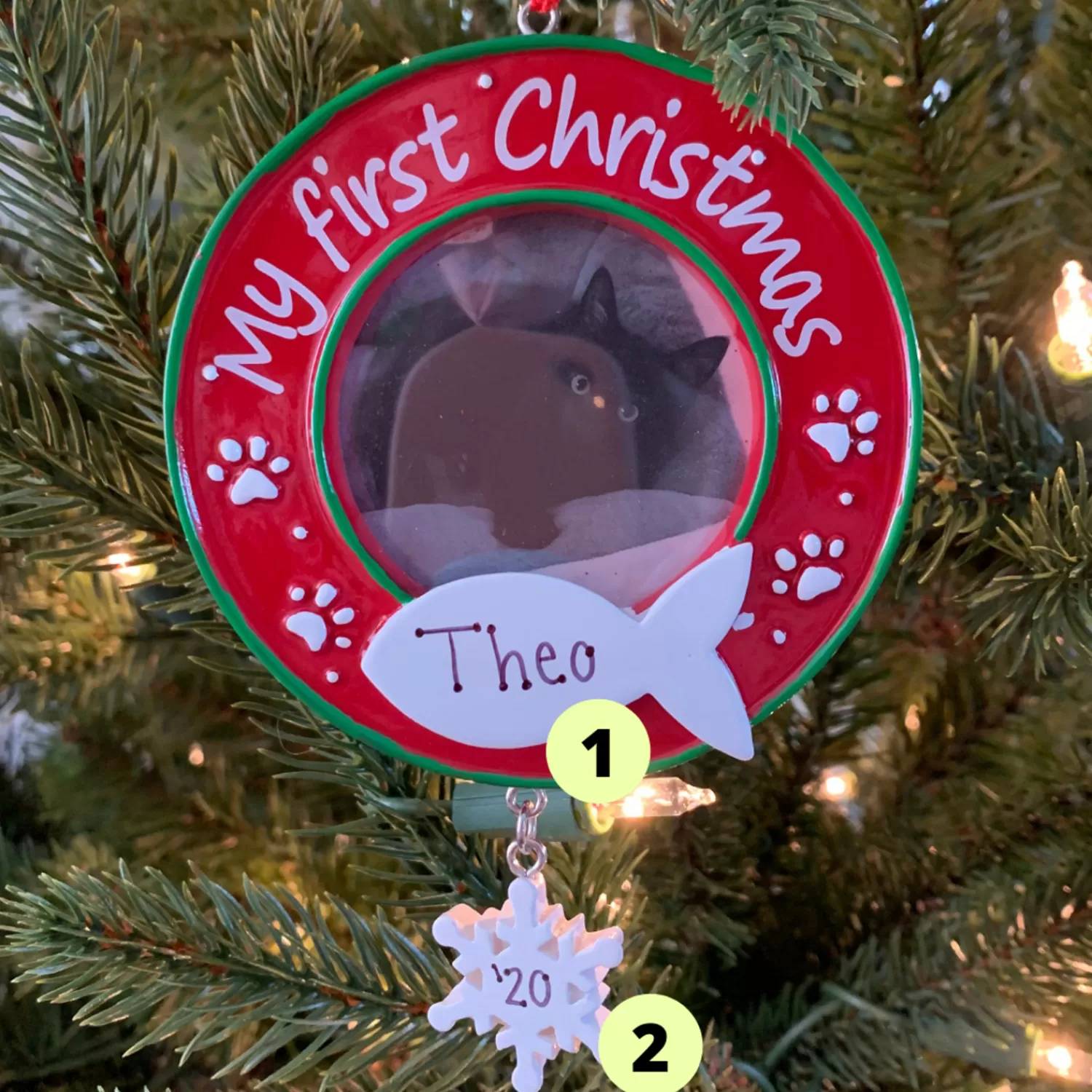The Jolly Christmas Shop Personalized Ornaments·Pet | Animals·Cats | Kitty Cat's First Christmas Picture Frame Personalized Christmas Ornament PF1716