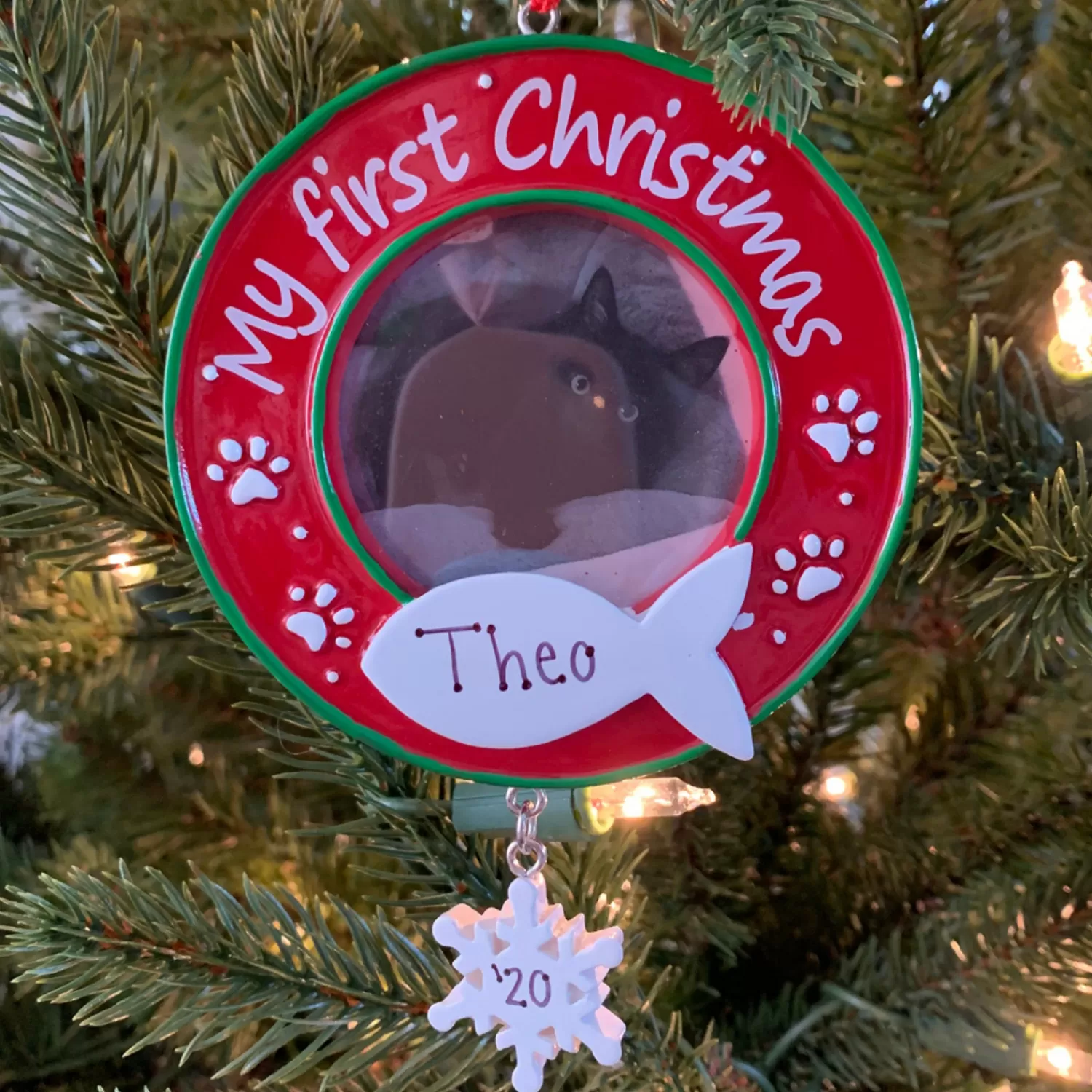 The Jolly Christmas Shop Personalized Ornaments·Pet | Animals·Cats | Kitty Cat's First Christmas Picture Frame Personalized Christmas Ornament PF1716