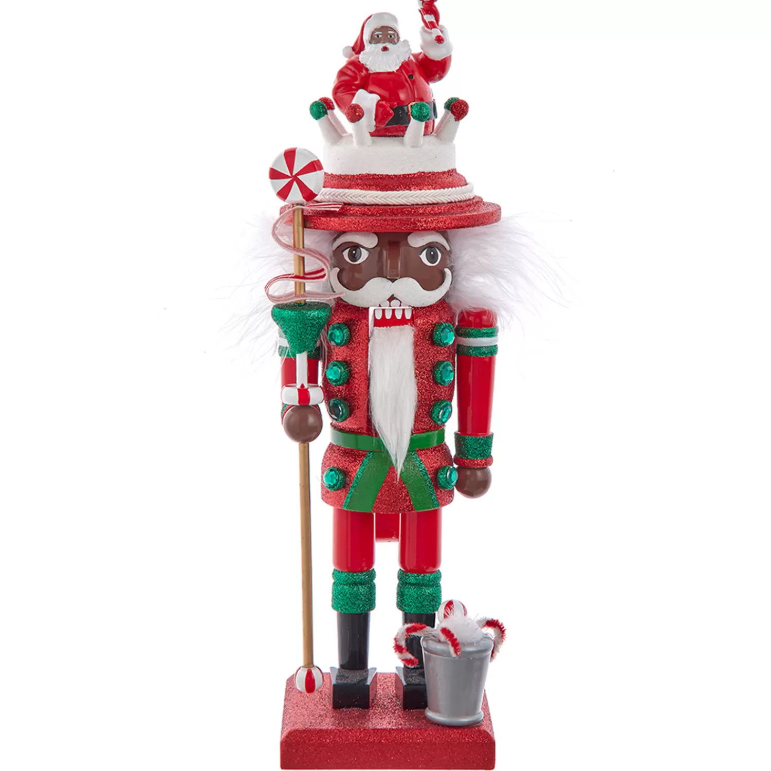 The Jolly Christmas Shop The Candy Shop | Nutcracker Decorations | Kurt Adler 10" Hollywood Nutcrackers African American Santa Nutcracker HA0698