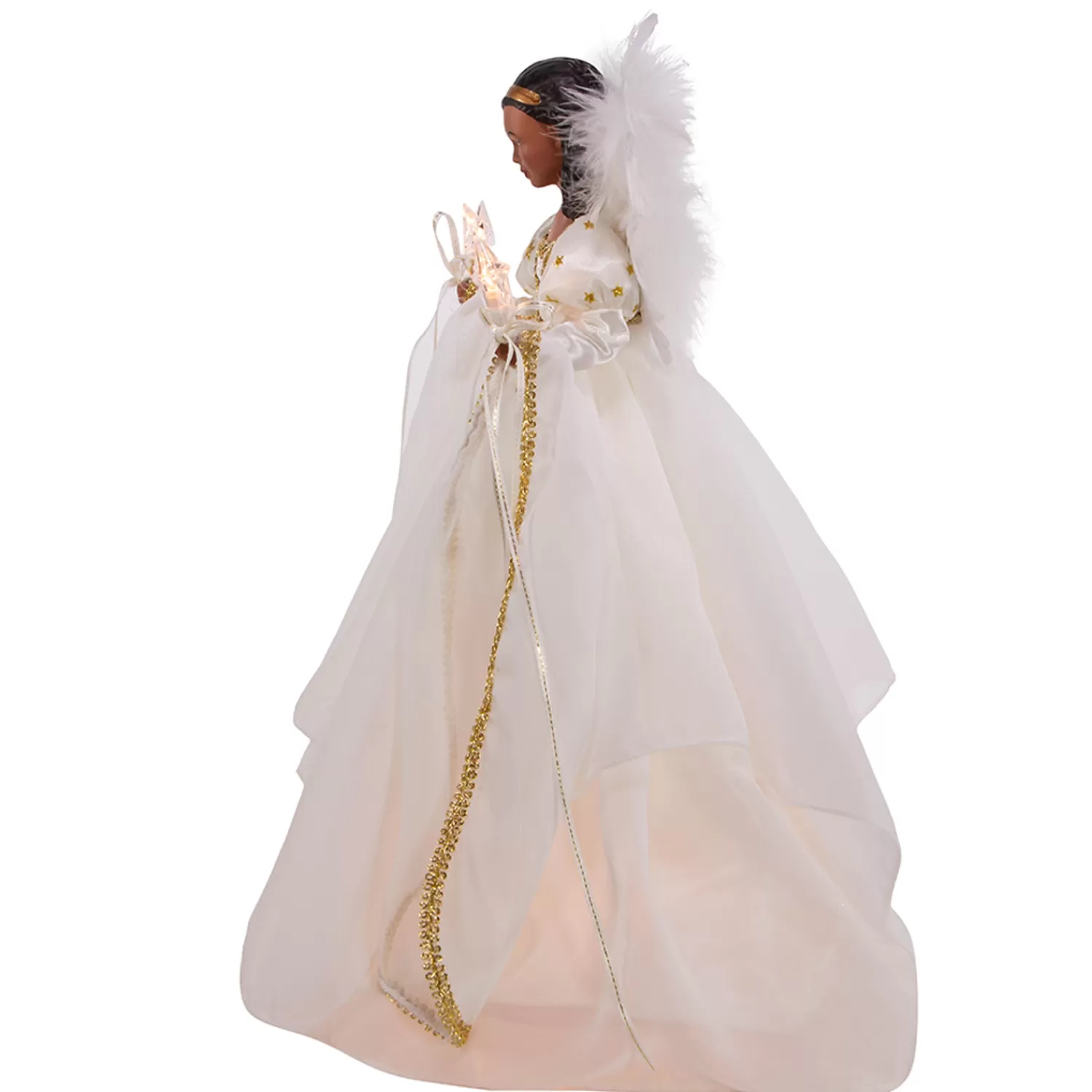The Jolly Christmas Shop Religious | African American Christmas Decorations | Kurt Adler 12" UL 10-Light African American Ivory And Gold Christmas Tree Topper UL2230