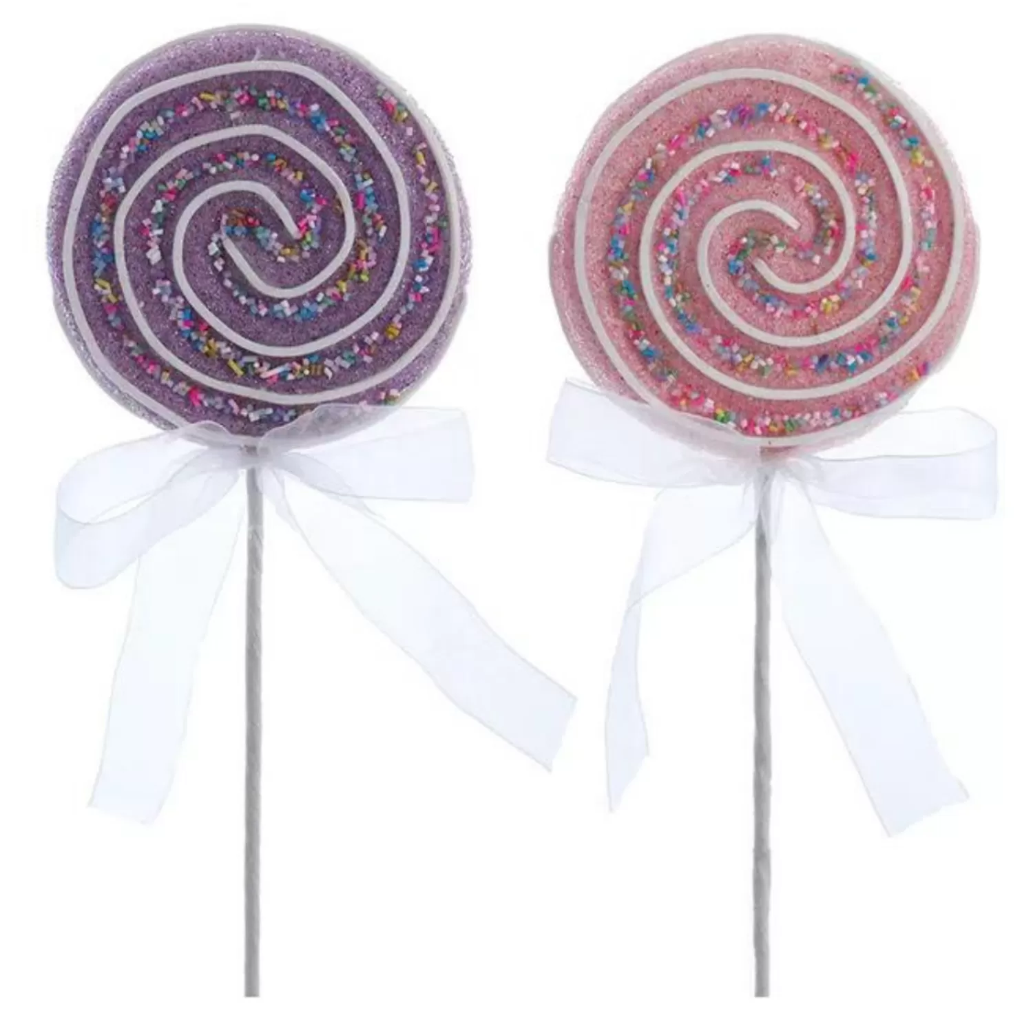 The Jolly Christmas Shop Picks And Sprays | Candy Land | Kurt Adler 13.75" Pink And Purple Lollipop Christmas Tree Pick C7089
