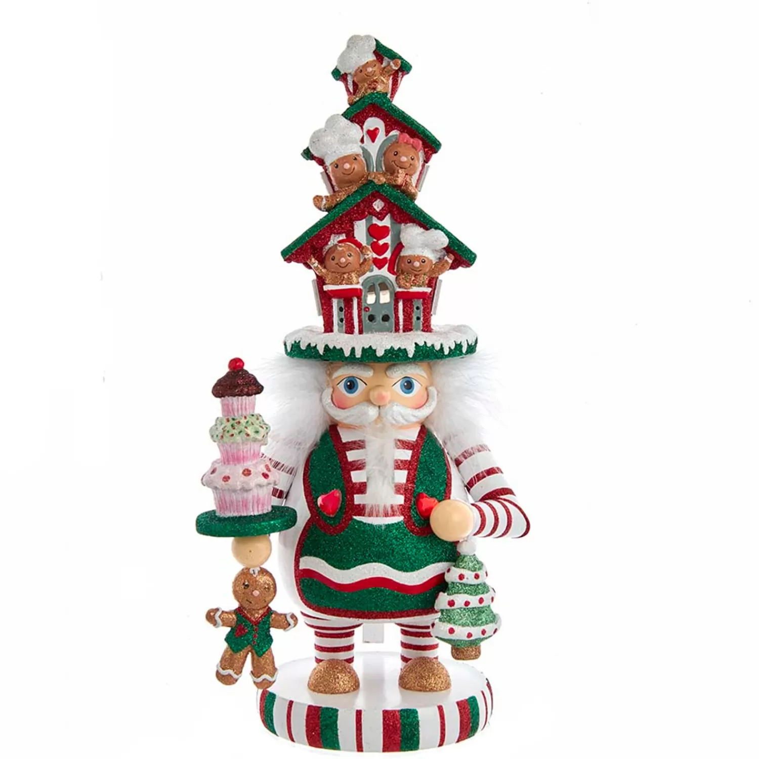 The Jolly Christmas Shop Gingerbread | The Candy Shop | Kurt Adler 15" Hollywood Nutcrackers Lighted Gingerbread House Hat Nutcracker HA0571