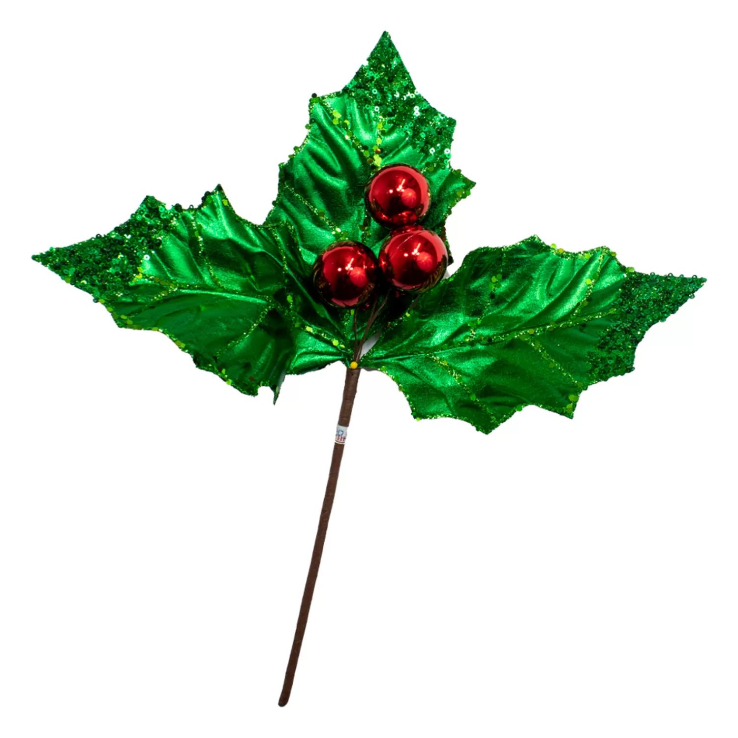 The Jolly Christmas Shop Vintage Farm House | Classic Carols | Kurt Adler 19" Large Green Holly Leaf With Red Berry Pick C0305