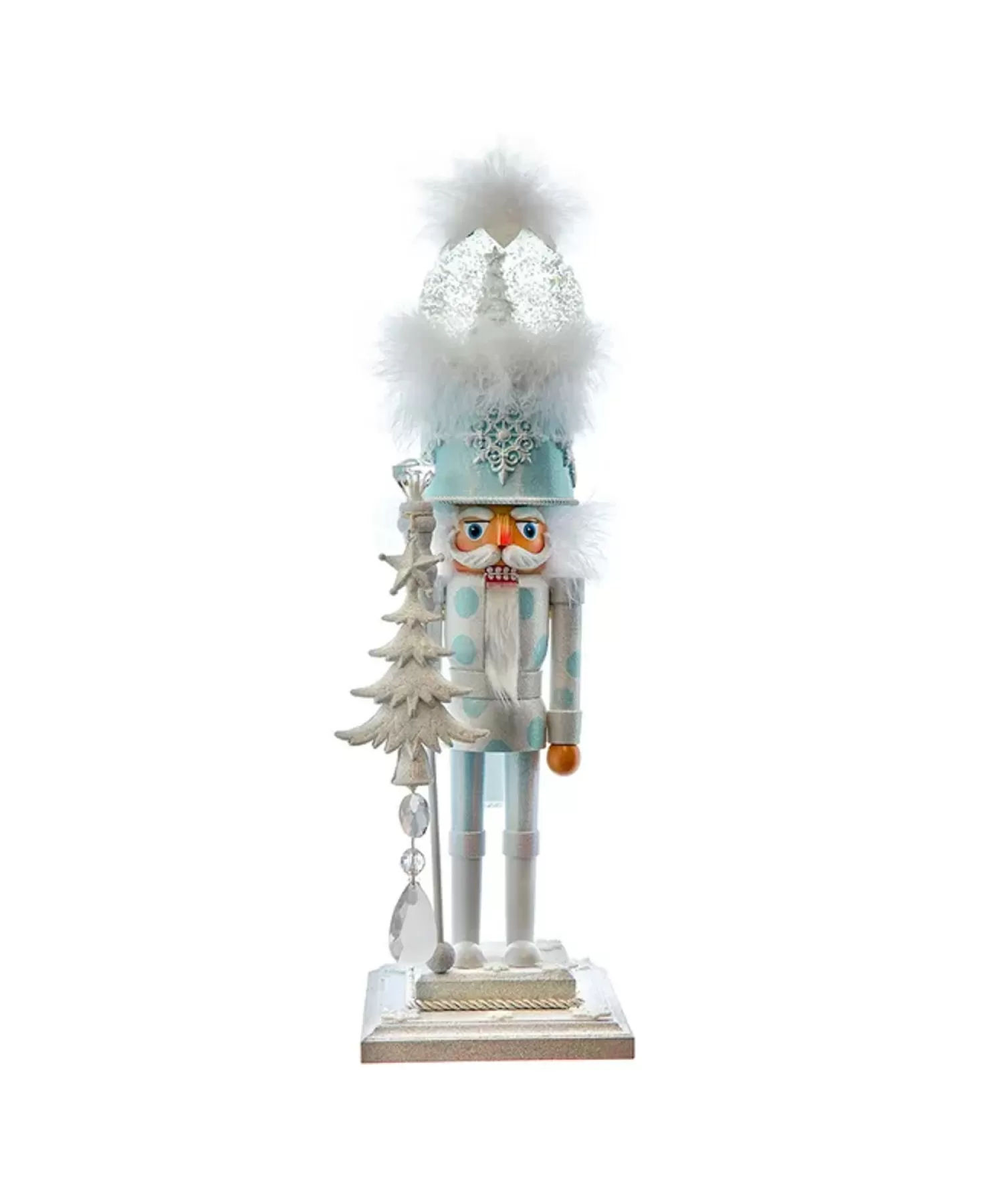 The Jolly Christmas Shop Snowflake Soiree | Snow Christmas Decorations | Kurt Adler 20" Hollywood Nutcrackers Lighted Animated Musical White Soldier Water Globe Hat Nutcracker HA0729