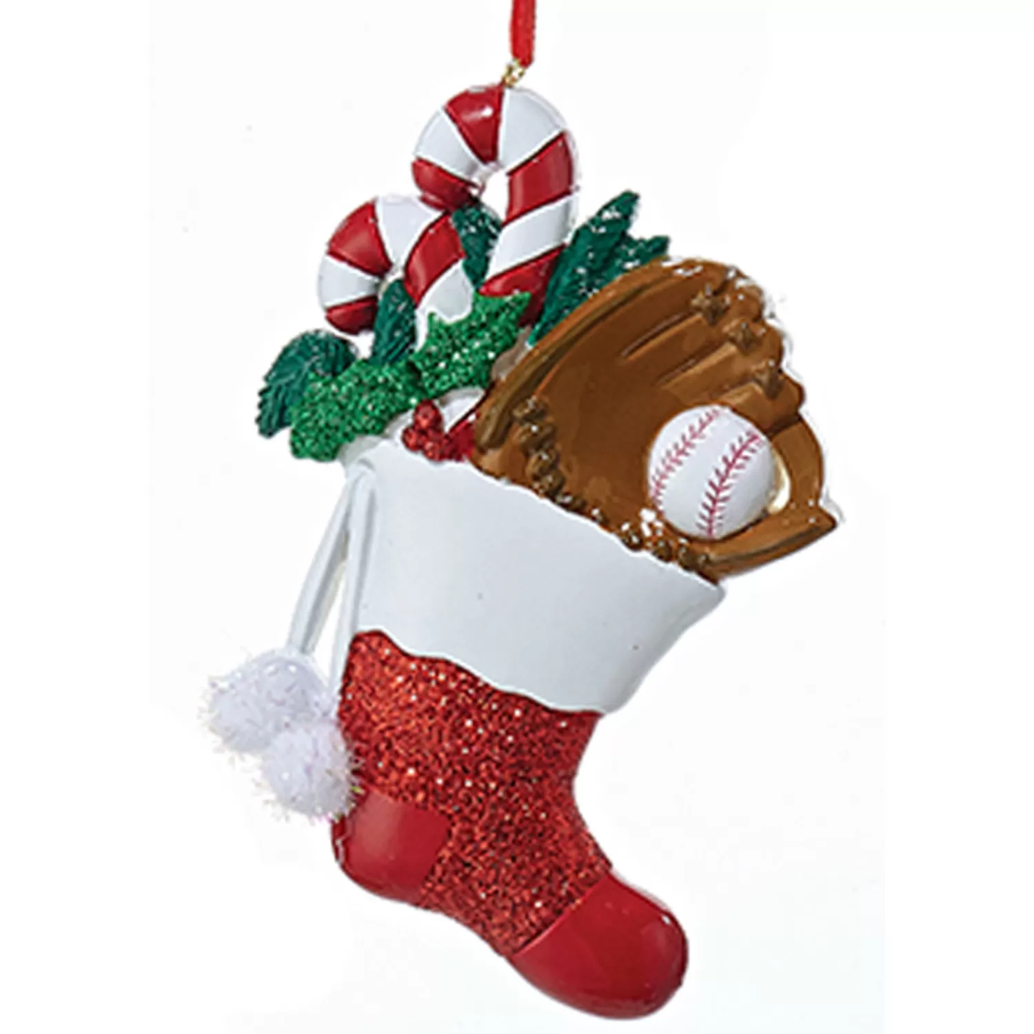 The Jolly Christmas Shop Personalized Ornaments·Hobbies | Sports·Baseball | Kurt Adler 4.5" Baseball Stocking Personalized Christmas Ornament W8297B