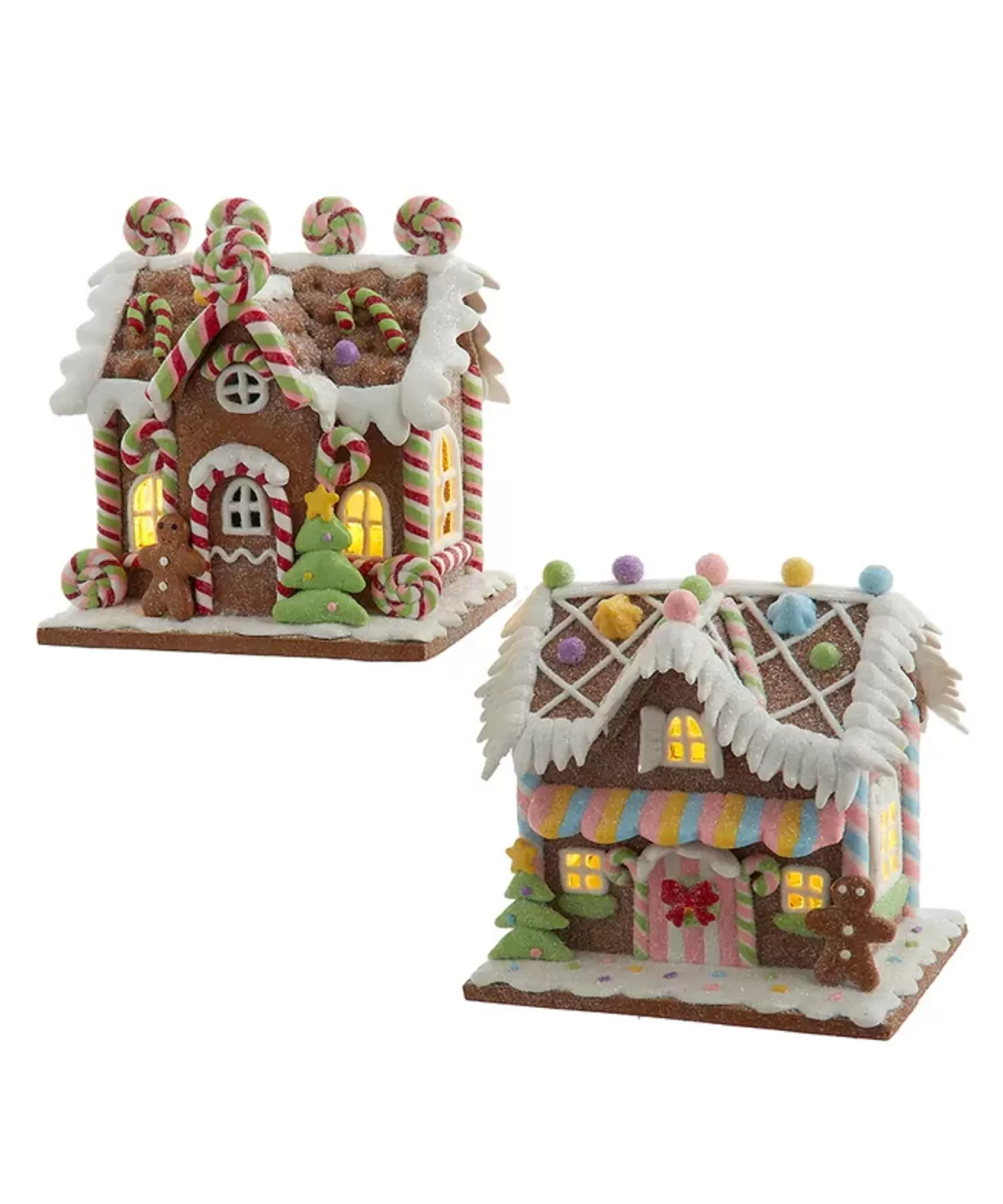 The Jolly Christmas Shop Gingerbread | Gingerbread Lane | Kurt Adler 4.5" Battery Operated Light Up Lollipop House & Bubble Gum Factory Gingerbread Christmas Ornament JEL1417