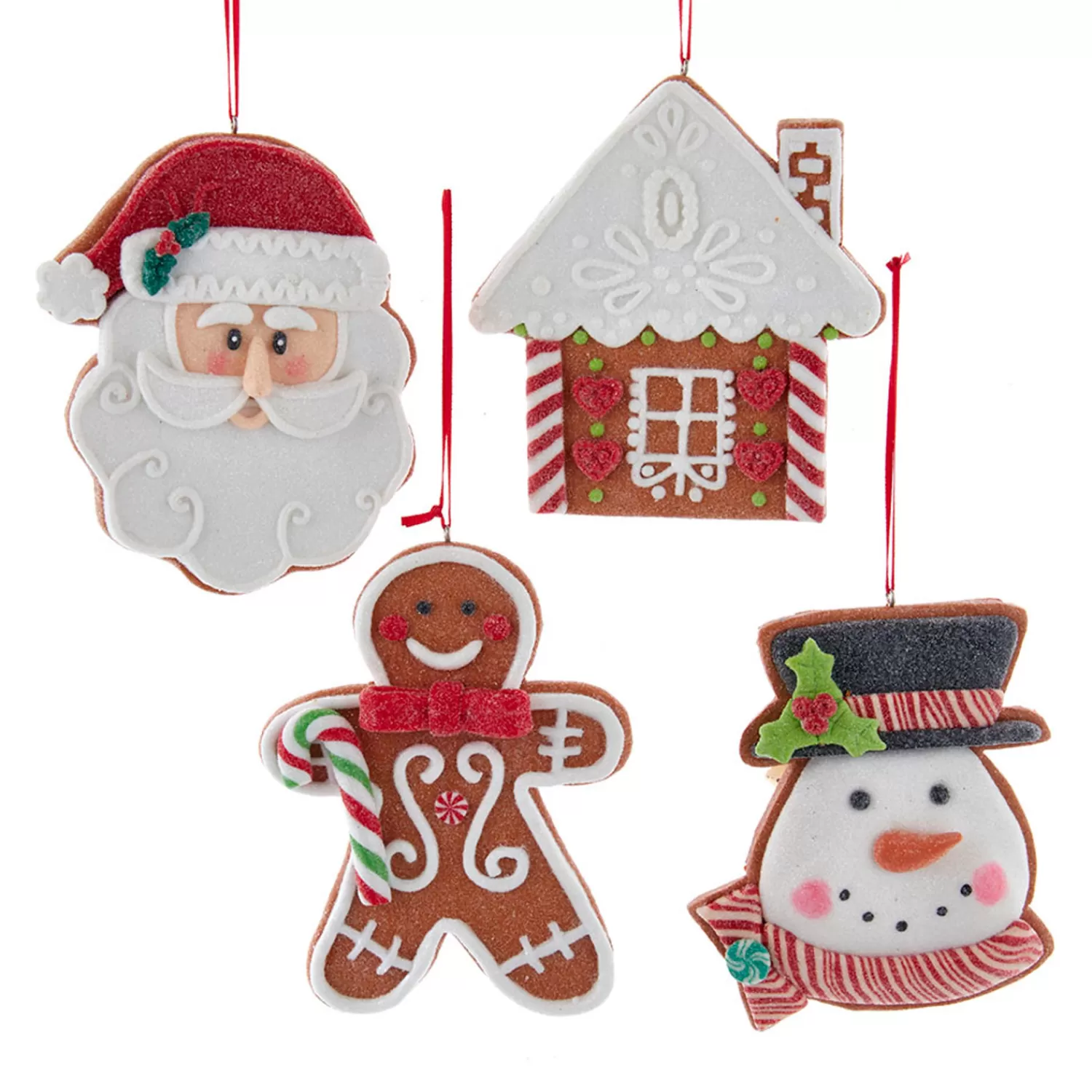 The Jolly Christmas Shop Gingerbread | Food | Kurt Adler 4.85" Set Of 4 Claydough Cookie Christmas Ornament D4156