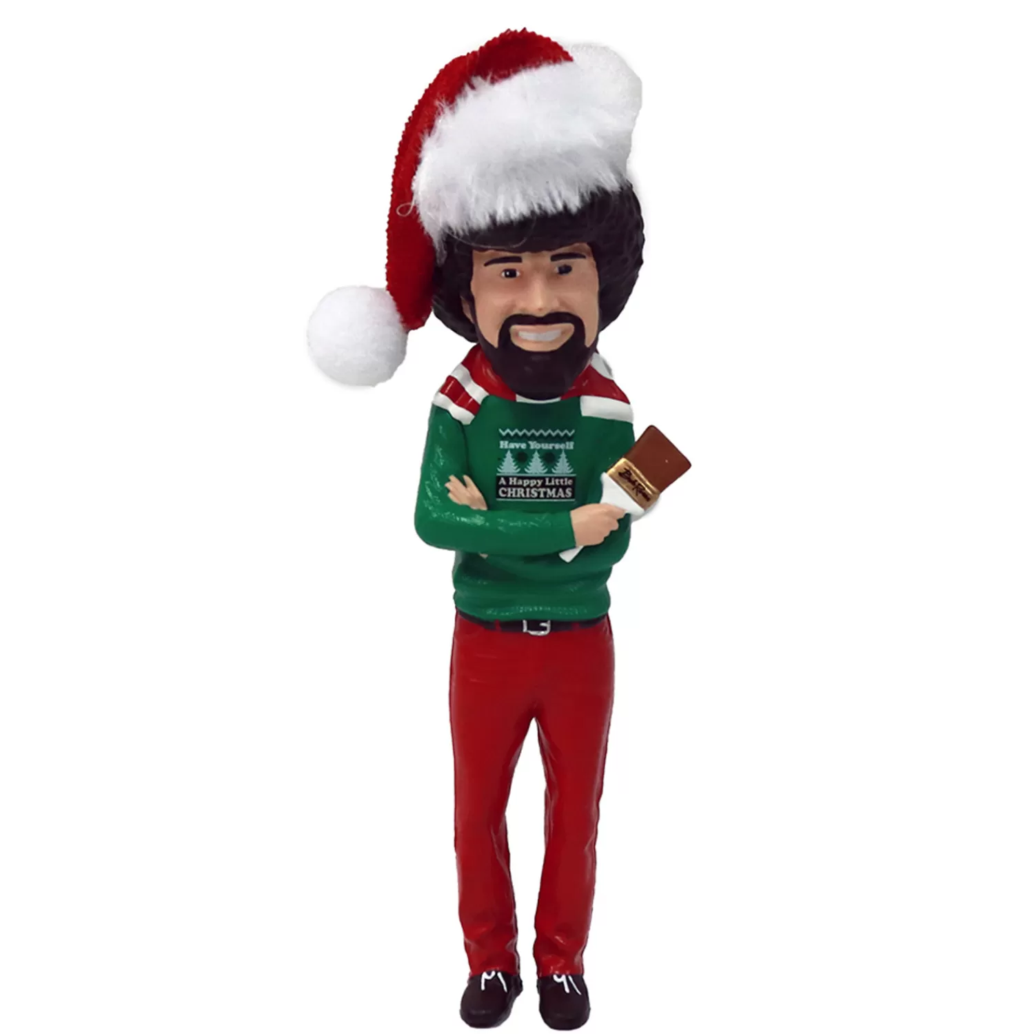 The Jolly Christmas Shop Hipster Tree | Lincensed·Bob Ross | Kurt Adler 5" Bob Ross With Santa Hat Christmas Ornament BO1191